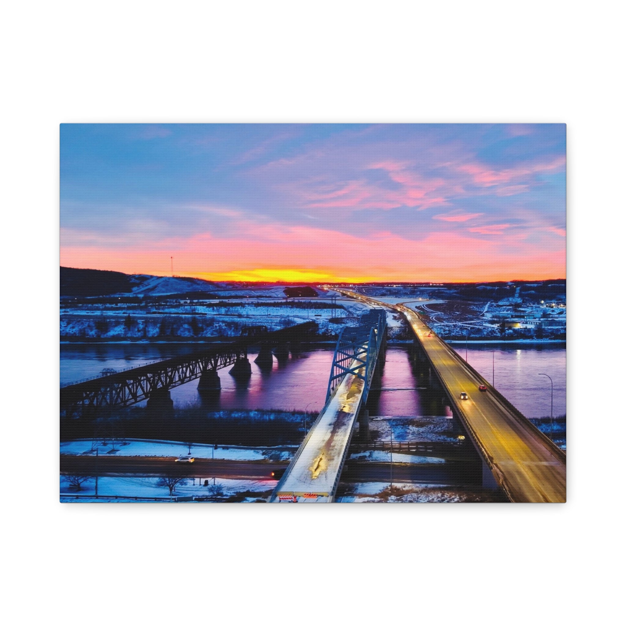Peace River Sunset Bridge Matte Canvas Wall Art — Stretched 1.25" Landscape Print
