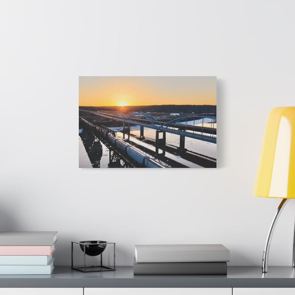 Peace River Bridges Sunrise Matte Canvas Print — Stretched 1.25" Wall Art