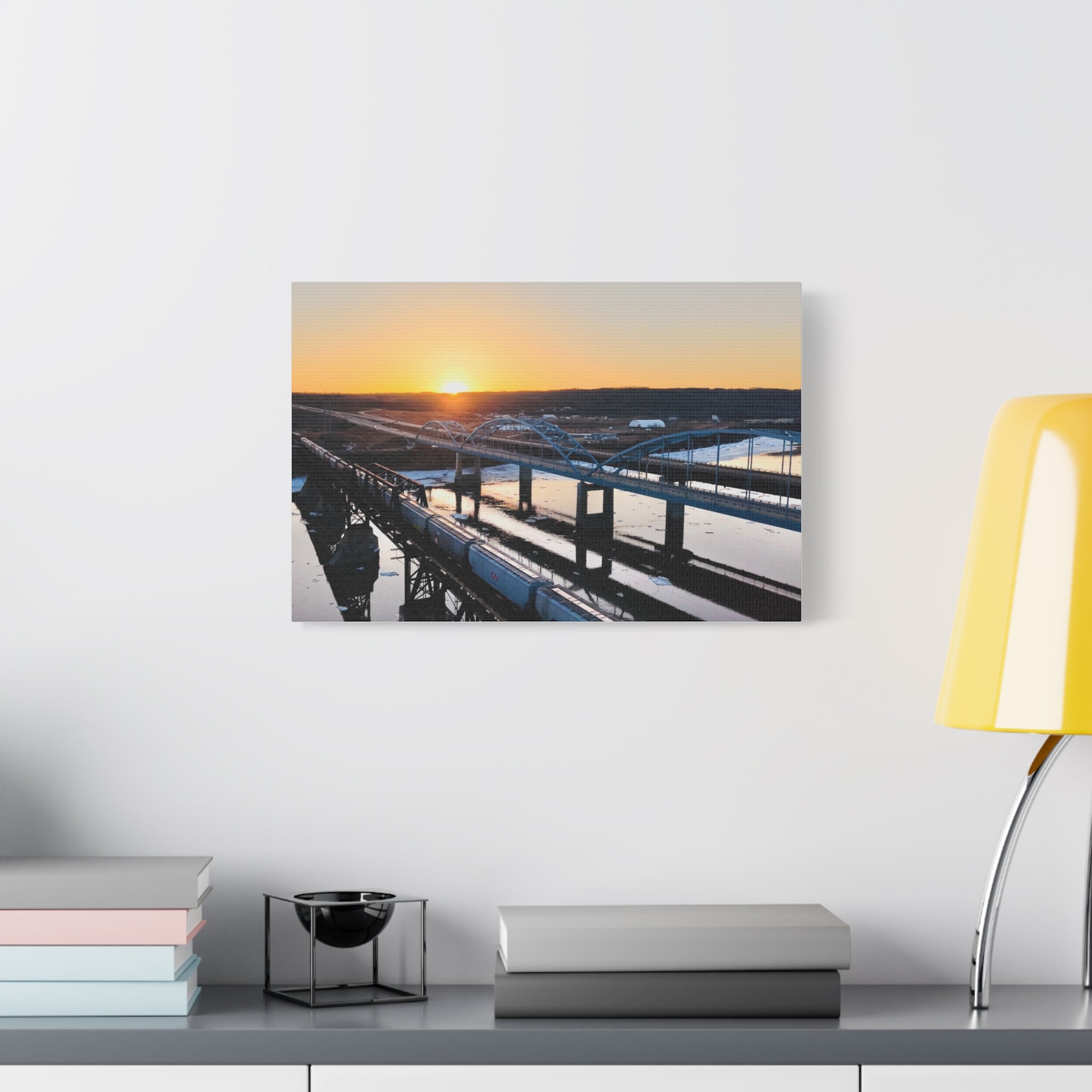 Peace River Bridges Sunrise Matte Canvas Print — Stretched 1.25" Wall Art