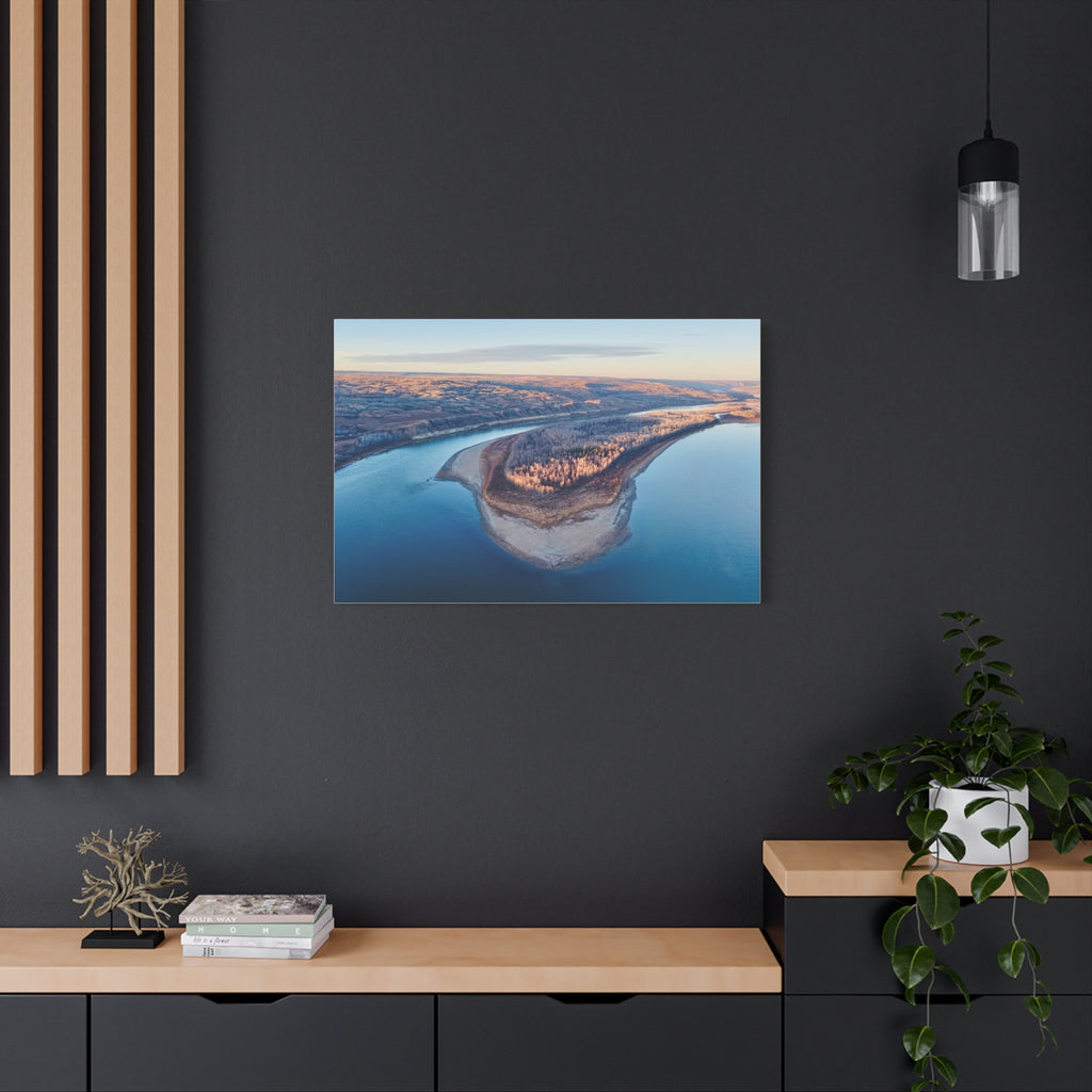 Aerial  Peace River Alberta Bend Matte Canvas Wall Art – Stretched 1.25"