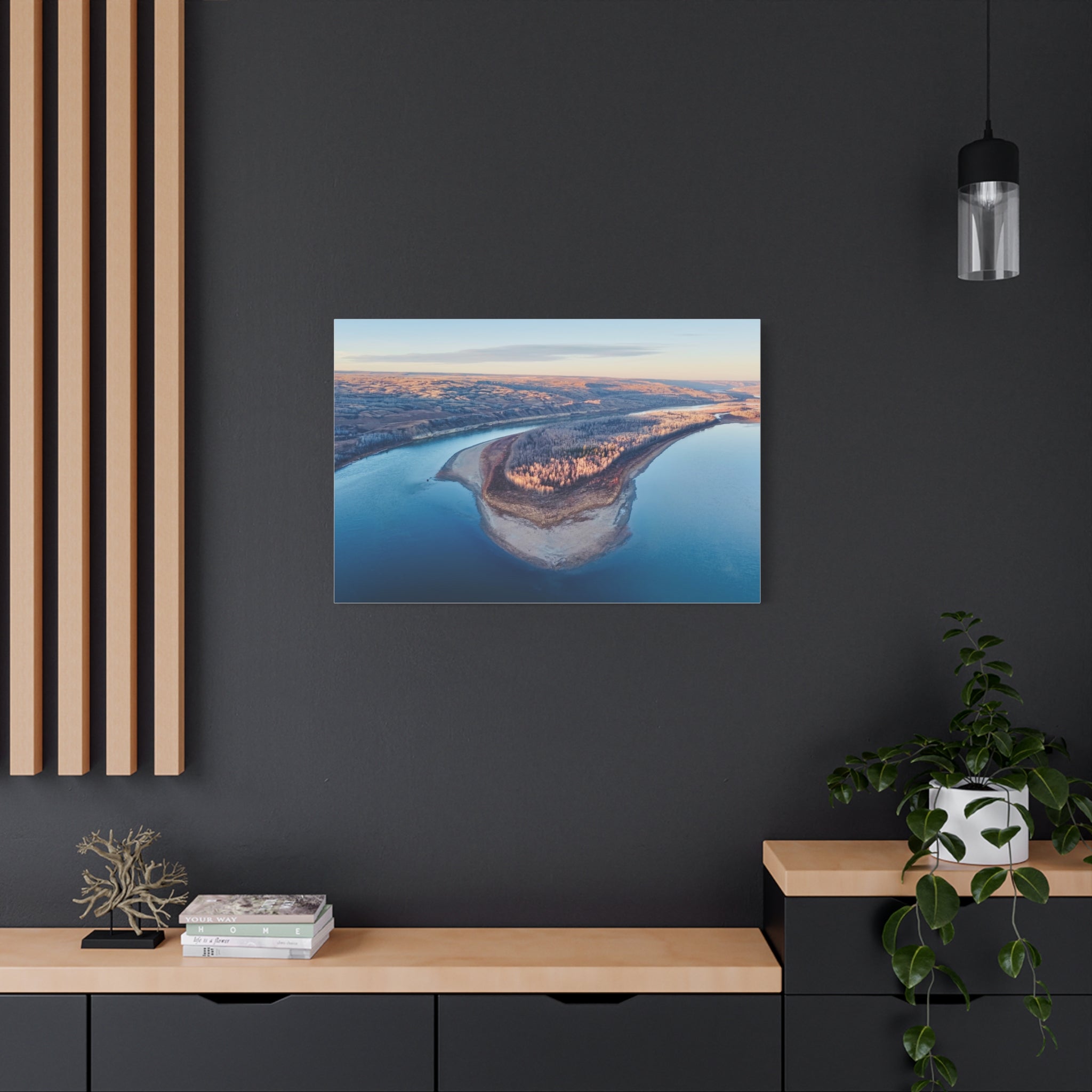 Aerial  Peace River Alberta Bend Matte Canvas Wall Art – Stretched 1.25"