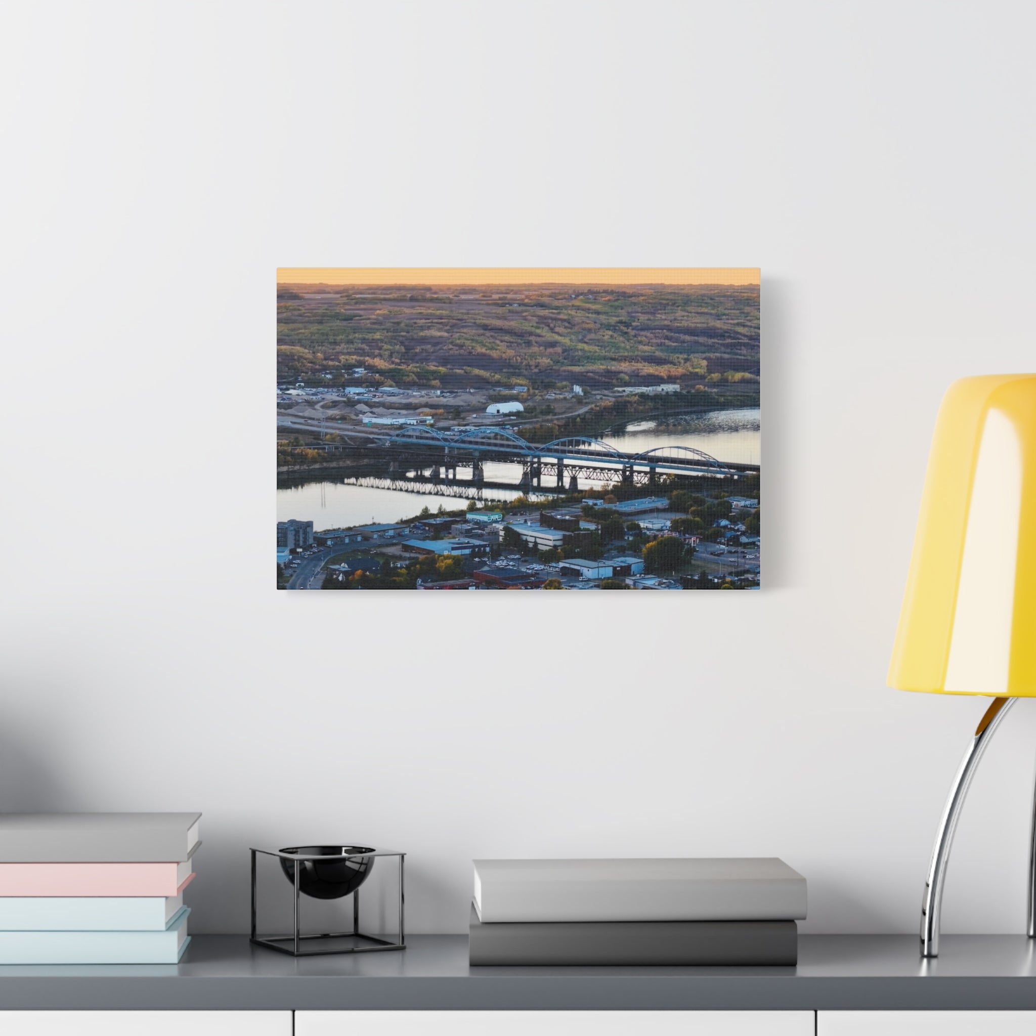 Scenic RTown Of Peace River Matte Canvas Print — Stretched Wall Art