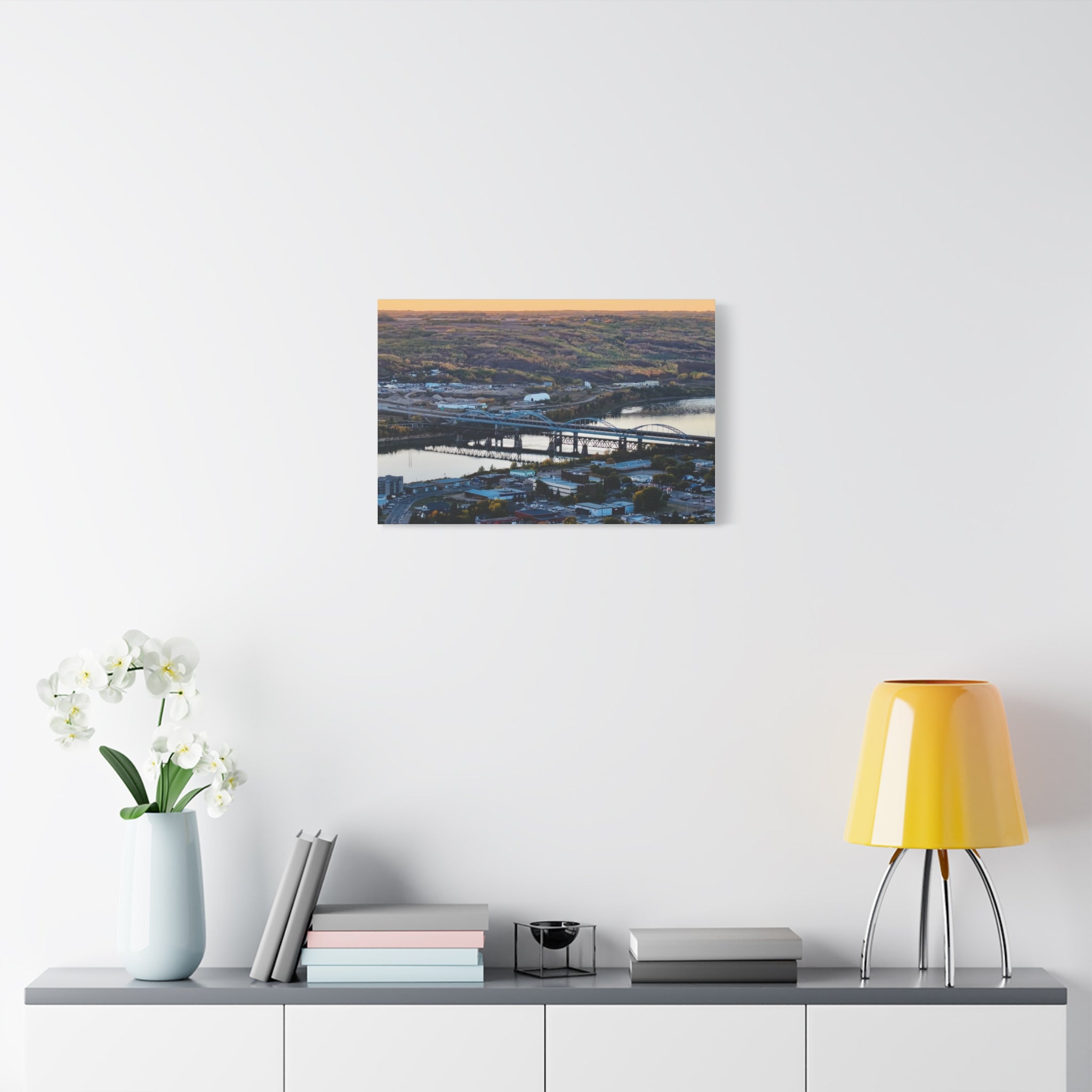 Scenic RTown Of Peace River Matte Canvas Print — Stretched Wall Art