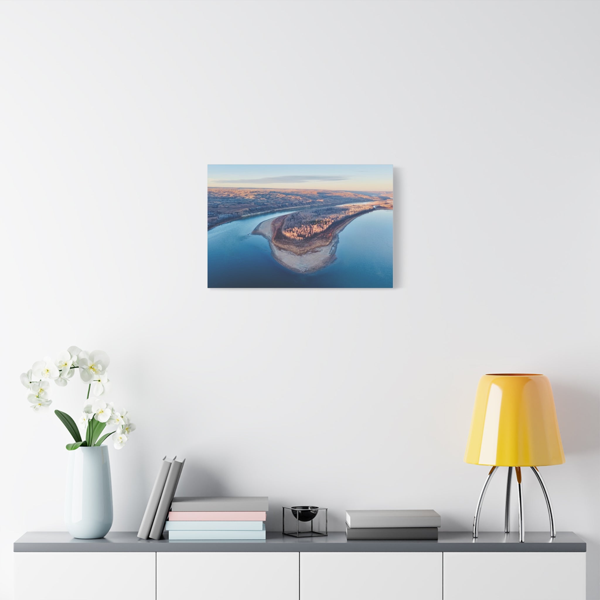 Aerial  Peace River Alberta Bend Matte Canvas Wall Art – Stretched 1.25"