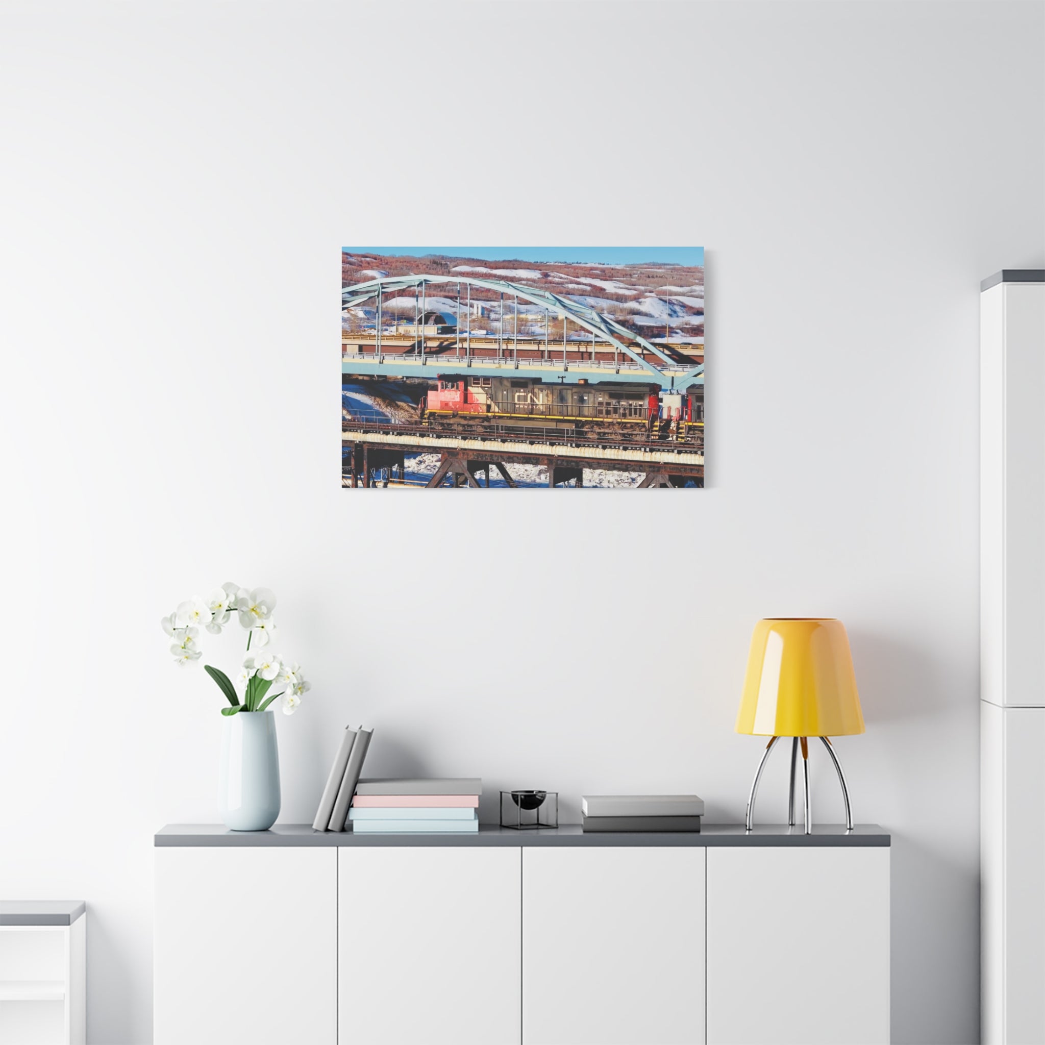 Peace River Alberta - Train Bridge Matte Canvas Print — CN Locomotive Railway Wall Art