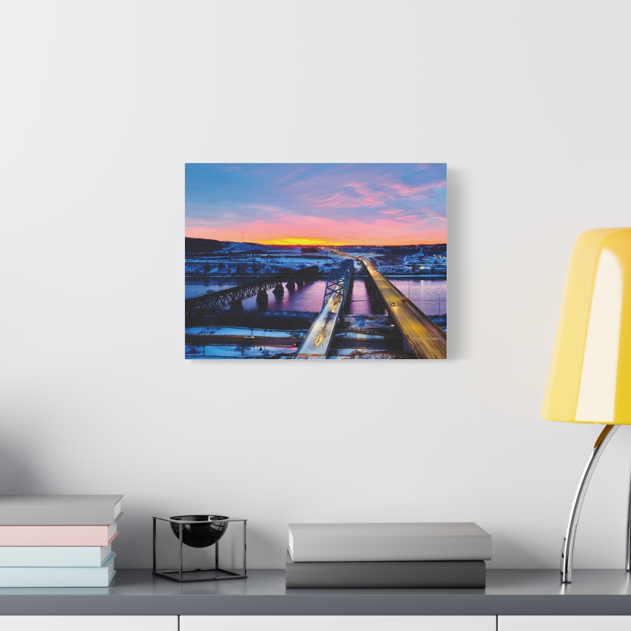 Peace River Sunset Bridge Matte Canvas Wall Art — Stretched 1.25" Landscape Print