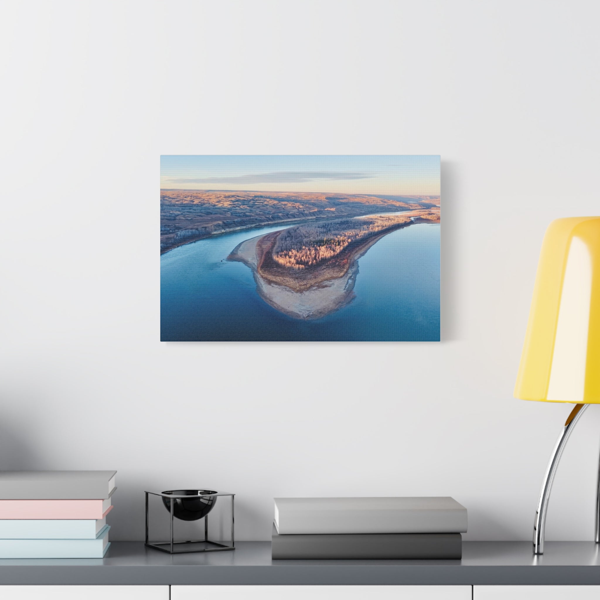 Aerial  Peace River Alberta Bend Matte Canvas Wall Art – Stretched 1.25"