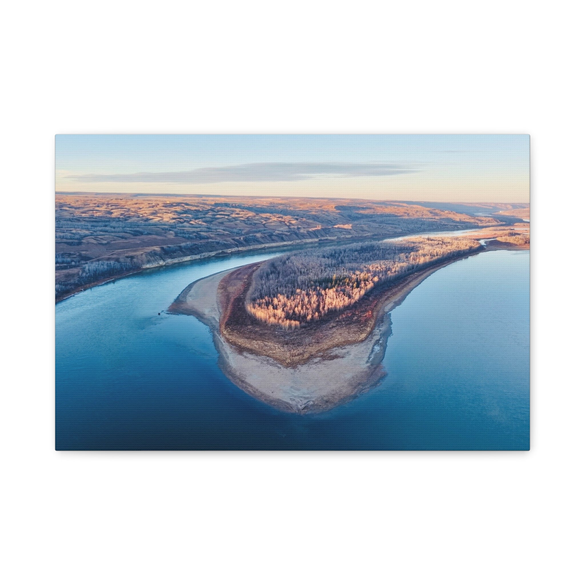 Aerial  Peace River Alberta Bend Matte Canvas Wall Art – Stretched 1.25"