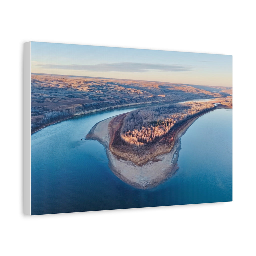 Aerial  Peace River Alberta Bend Matte Canvas Wall Art – Stretched 1.25"