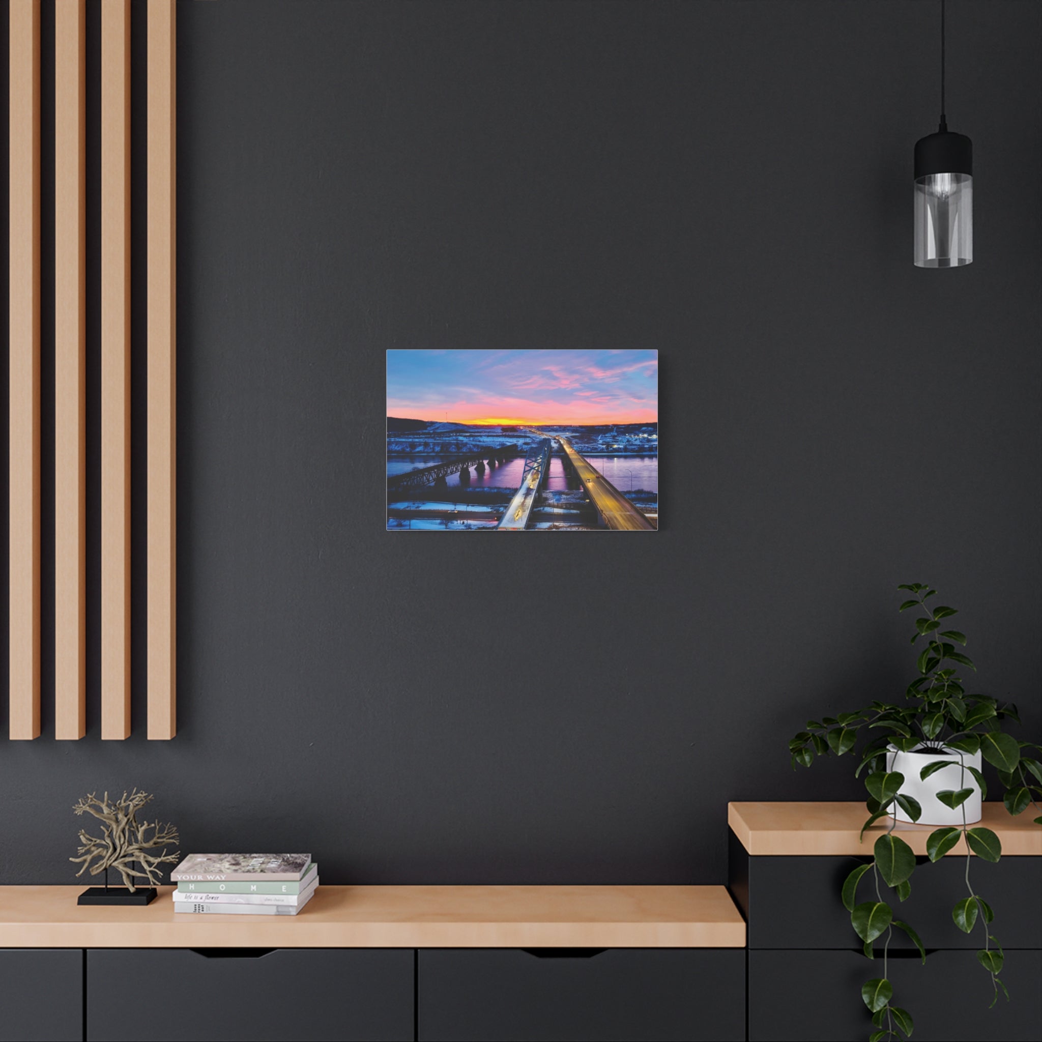 Peace River Sunset Bridge Matte Canvas Wall Art — Stretched 1.25" Landscape Print