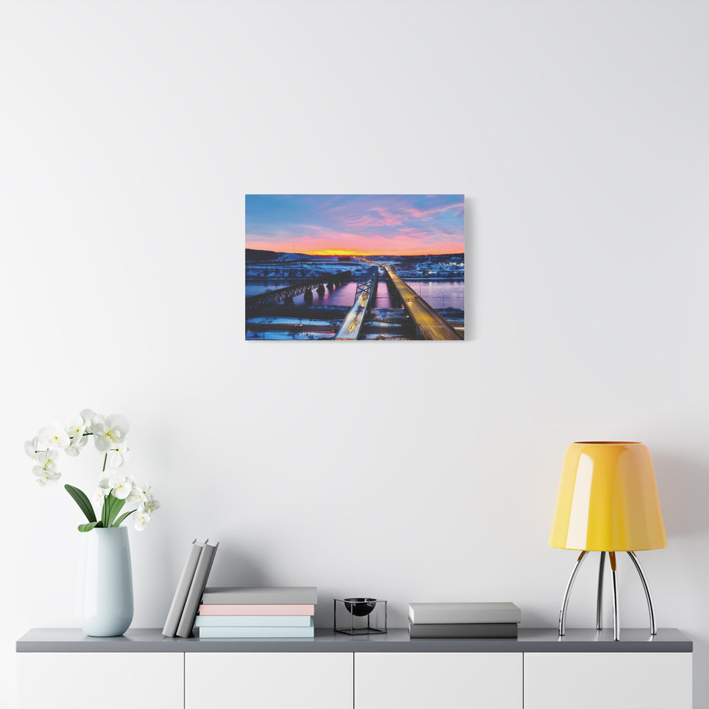 Peace River Sunset Bridge Matte Canvas Wall Art — Stretched 1.25" Landscape Print