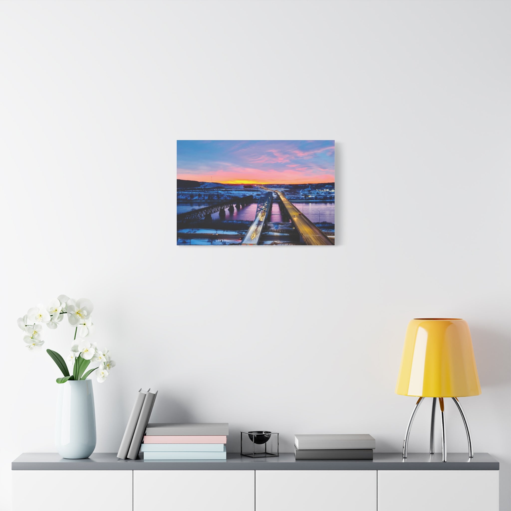 Peace River Sunset Bridge Matte Canvas Wall Art — Stretched 1.25" Landscape Print