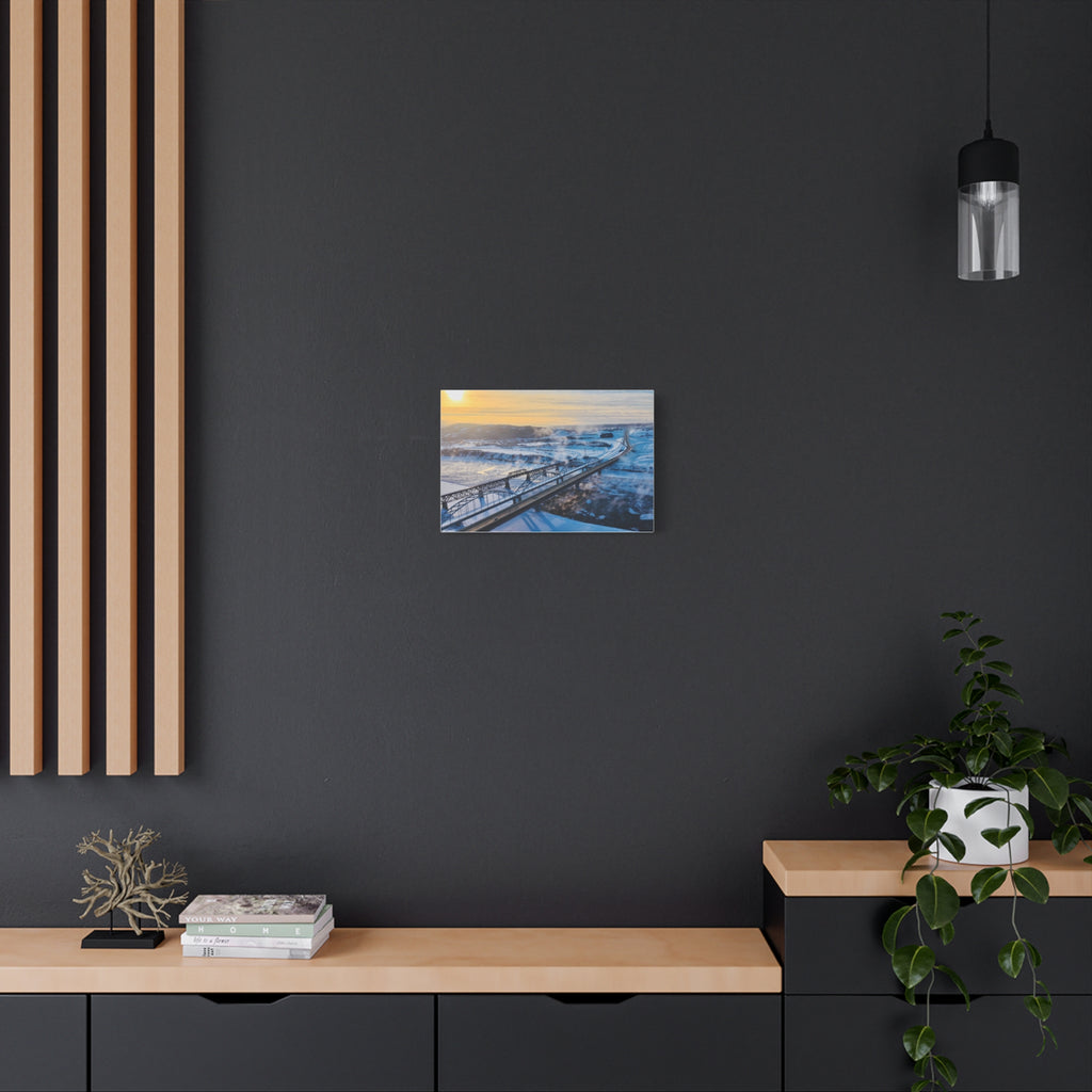 Peace River Alberta - Winter Bridge Landscape Matte Canvas Wall Art – Stretched 1.25"
