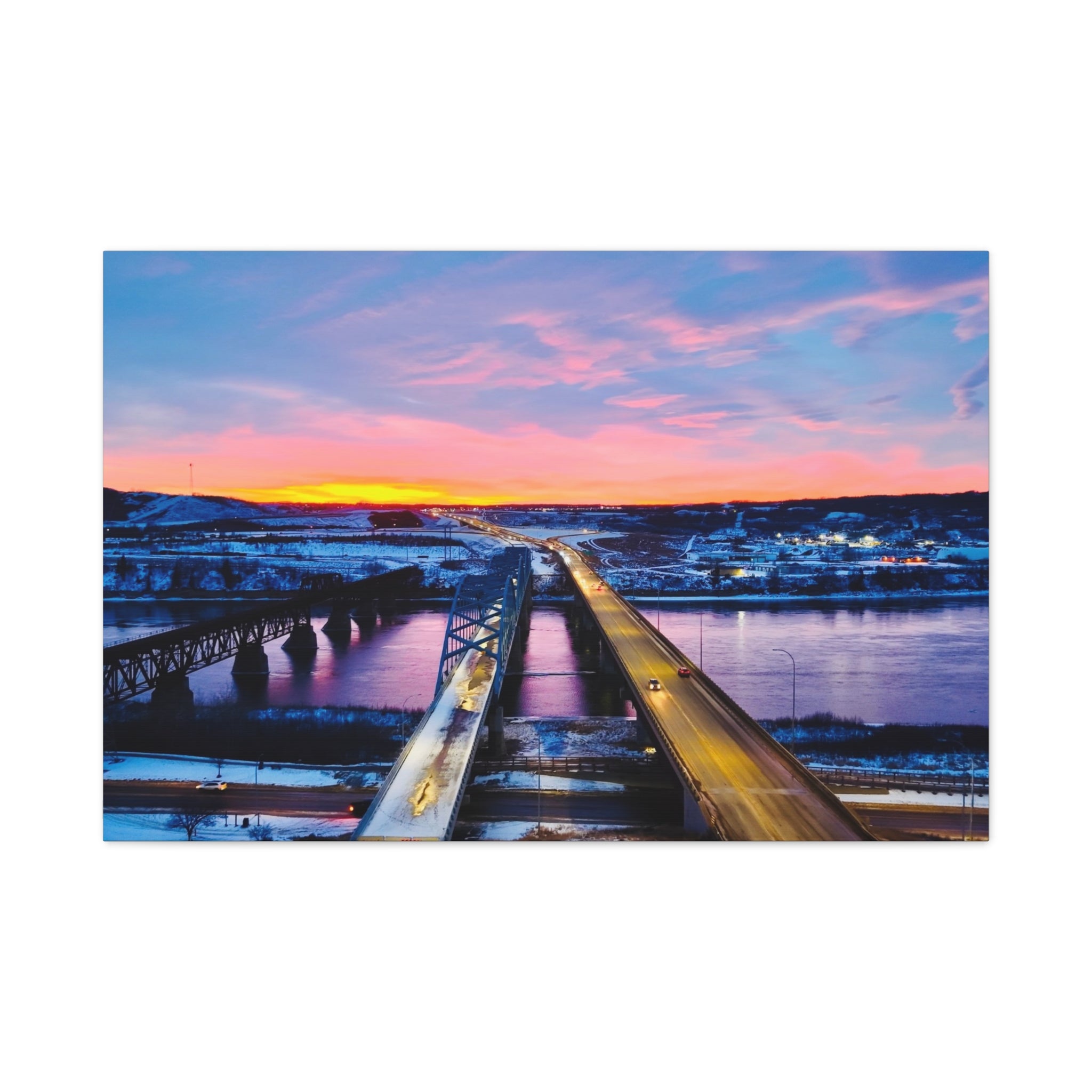 Peace River Sunset Bridge Matte Canvas Wall Art — Stretched 1.25" Landscape Print
