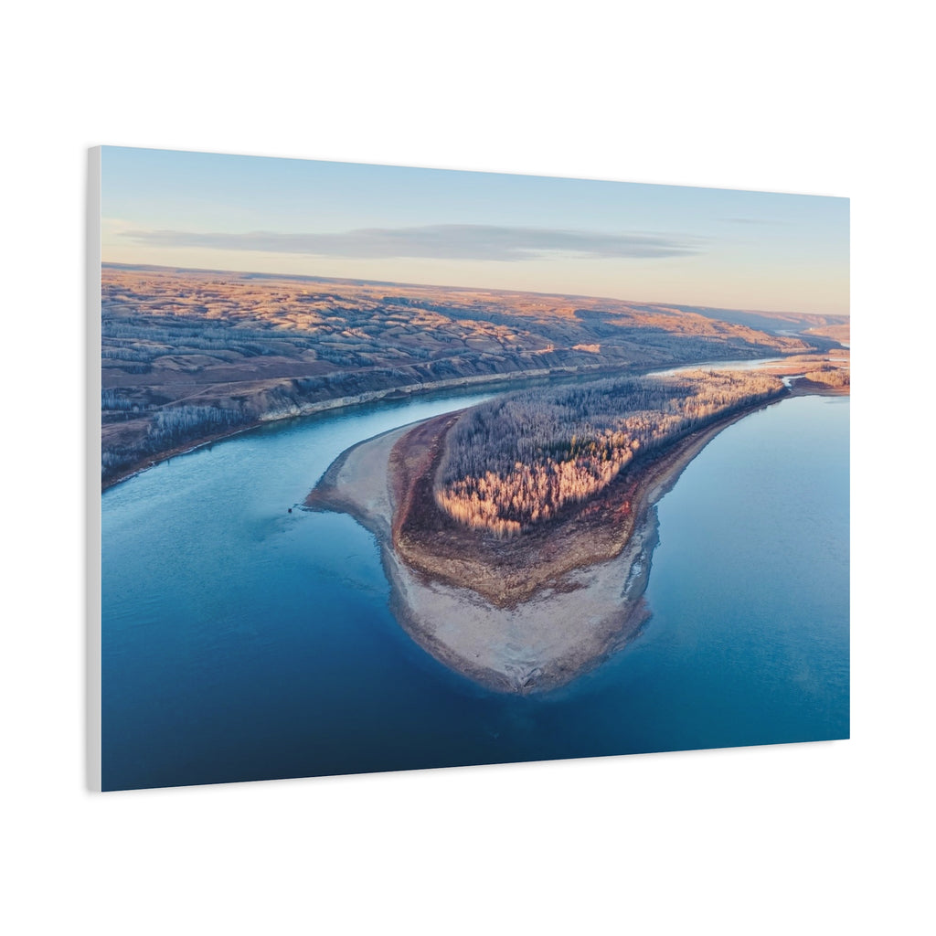 Aerial  Peace River Alberta Bend Matte Canvas Wall Art – Stretched 1.25"