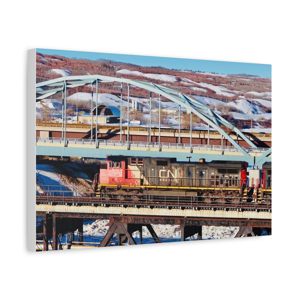 Peace River Alberta - Train Bridge Matte Canvas Print — CN Locomotive Railway Wall Art