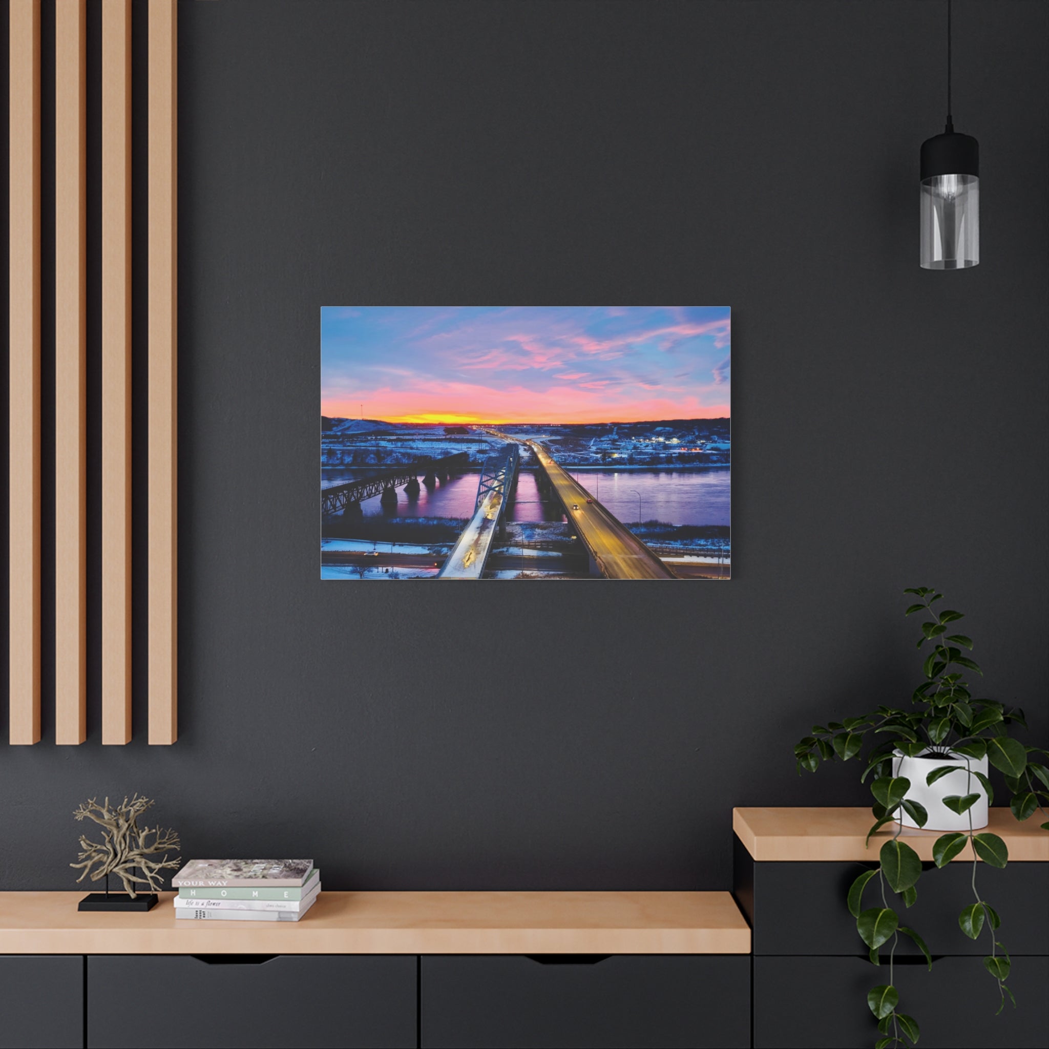 Peace River Sunset Bridge Matte Canvas Wall Art — Stretched 1.25" Landscape Print