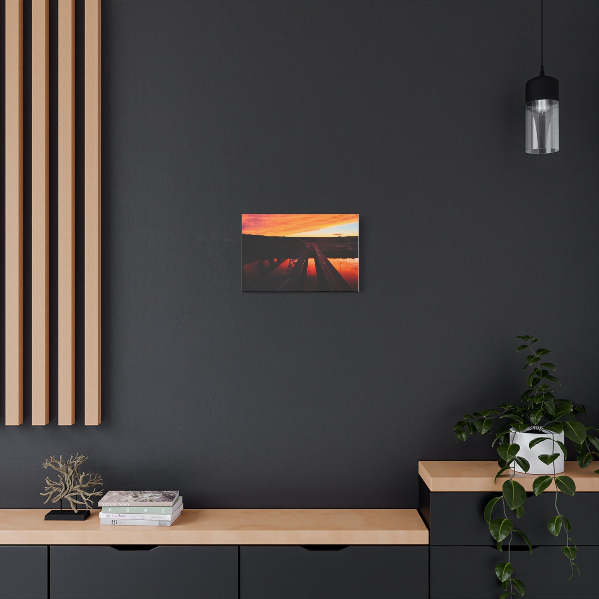 Peace River Alberta Sunset Bridge Matte Canvas Wall Art — Stretched 1.25"
