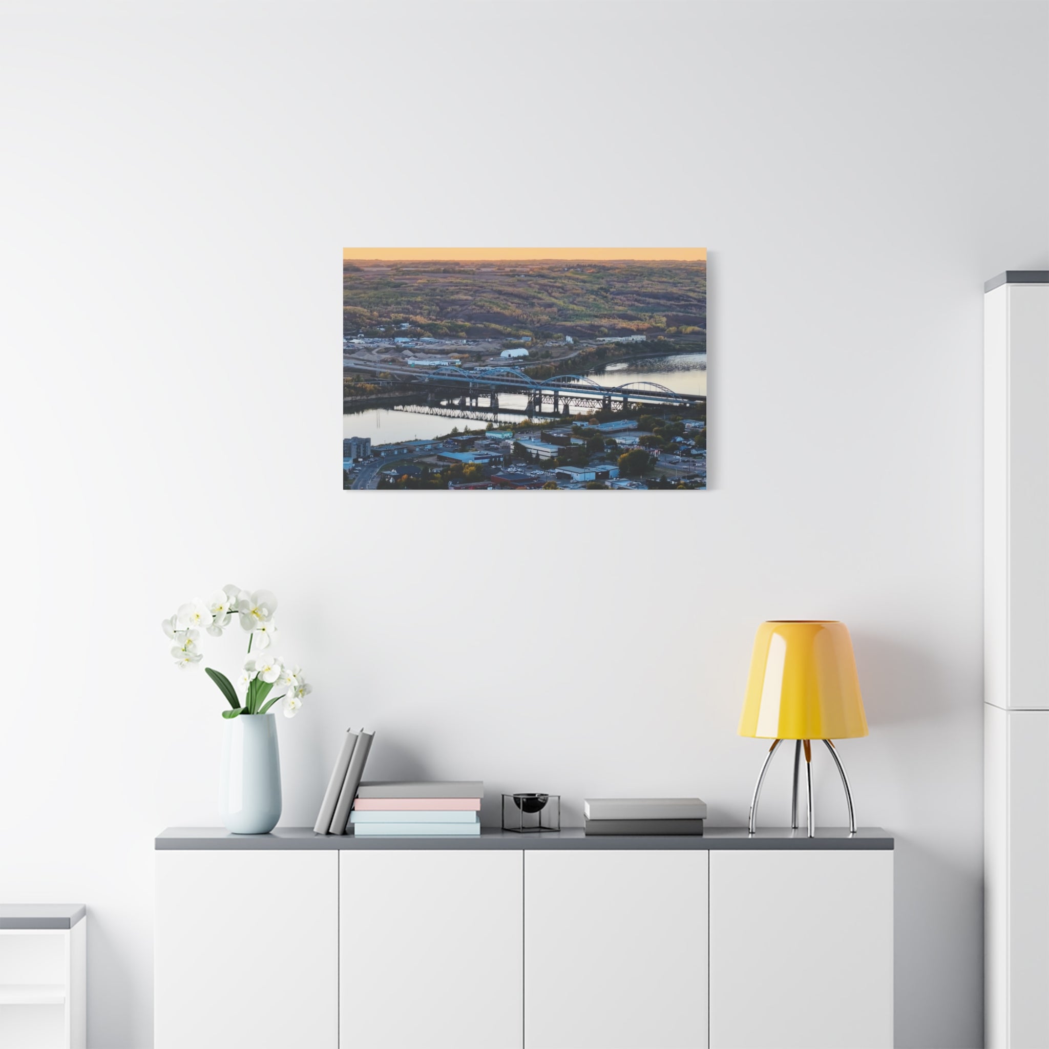 Scenic RTown Of Peace River Matte Canvas Print — Stretched Wall Art