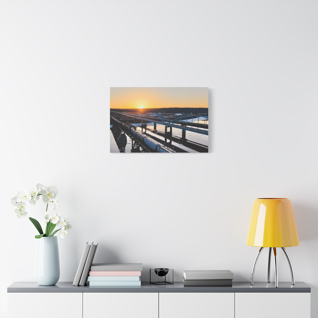 Peace River Bridges Sunrise Matte Canvas Print — Stretched 1.25" Wall Art