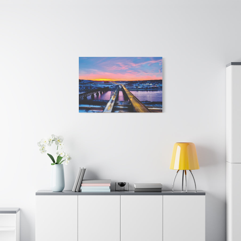 Peace River Sunset Bridge Matte Canvas Wall Art — Stretched 1.25" Landscape Print