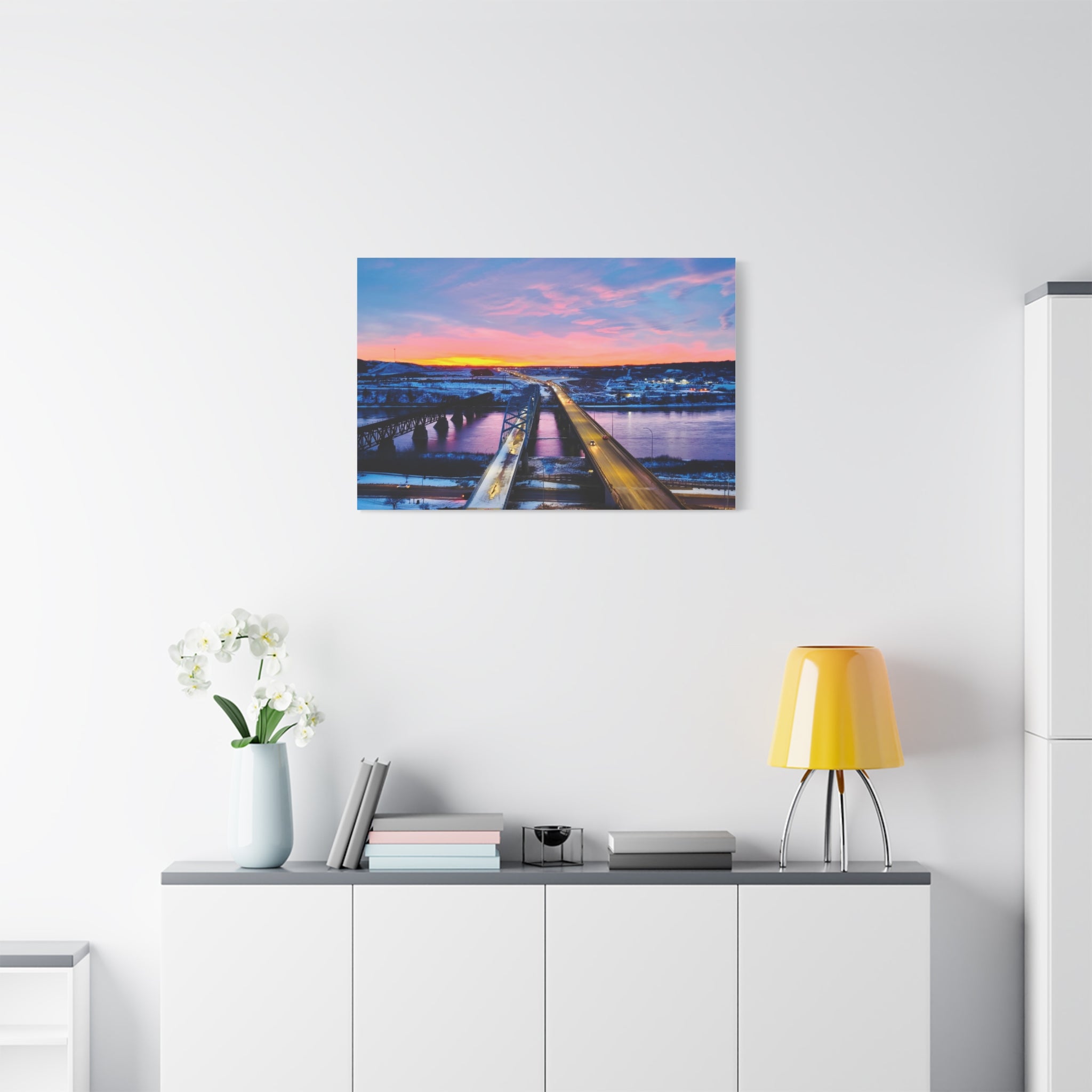 Peace River Sunset Bridge Matte Canvas Wall Art — Stretched 1.25" Landscape Print