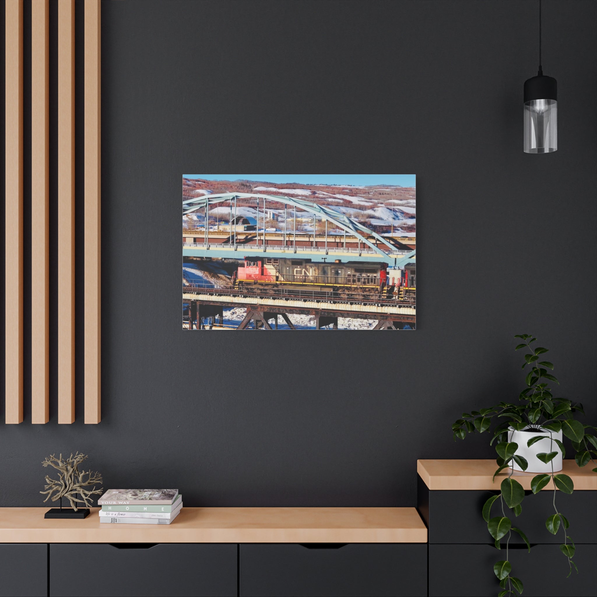 Peace River Alberta - Train Bridge Matte Canvas Print — CN Locomotive Railway Wall Art