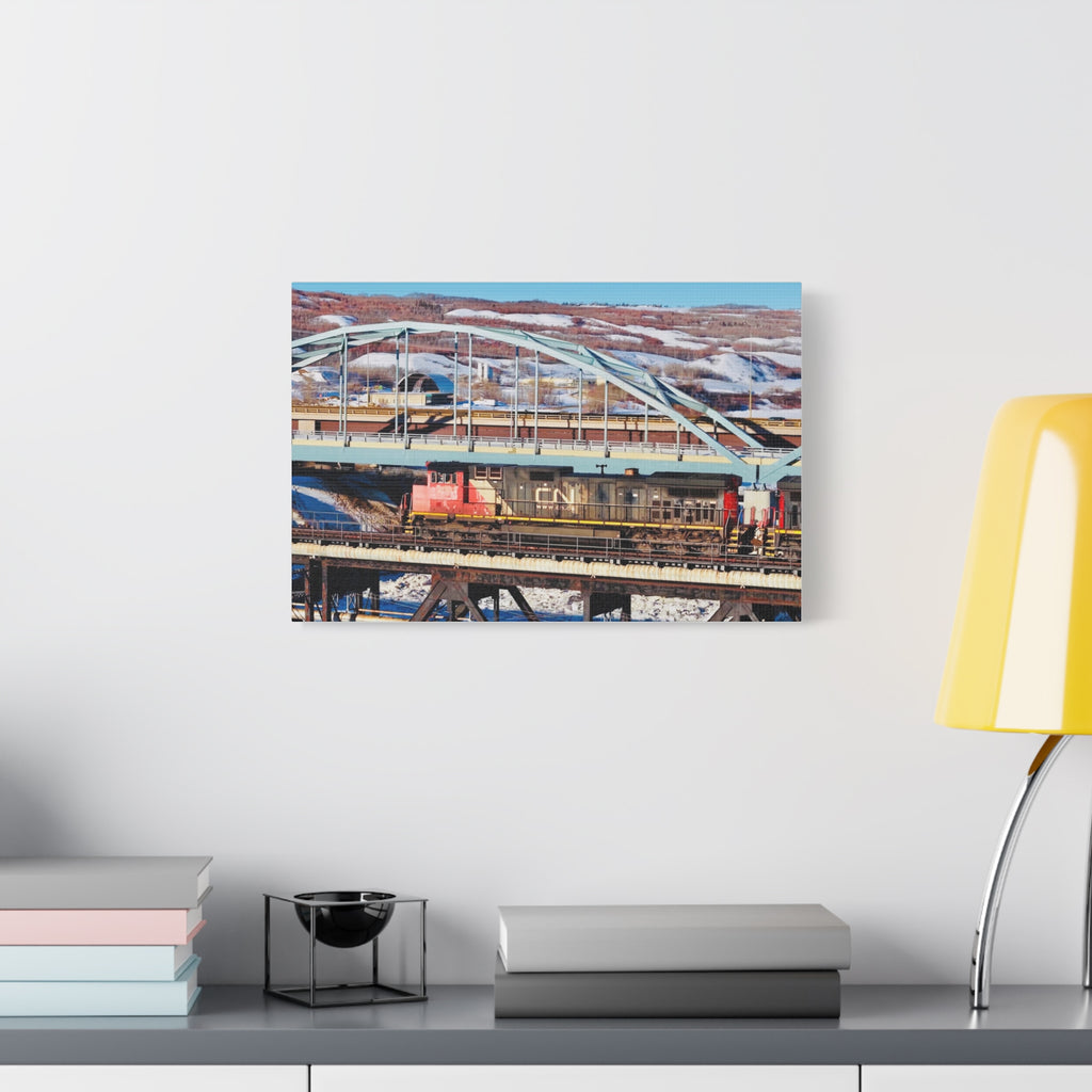 Peace River Alberta - Train Bridge Matte Canvas Print — CN Locomotive Railway Wall Art