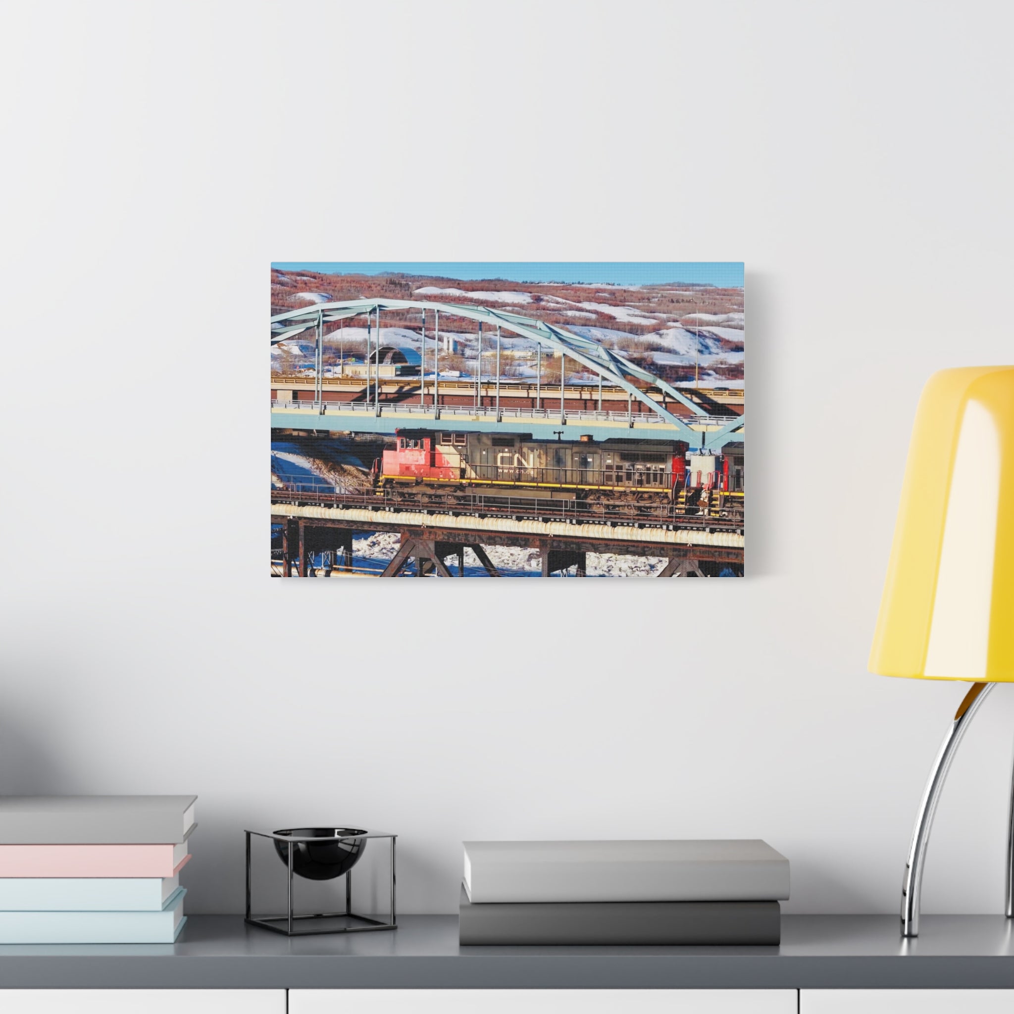 Peace River Alberta - Train Bridge Matte Canvas Print — CN Locomotive Railway Wall Art