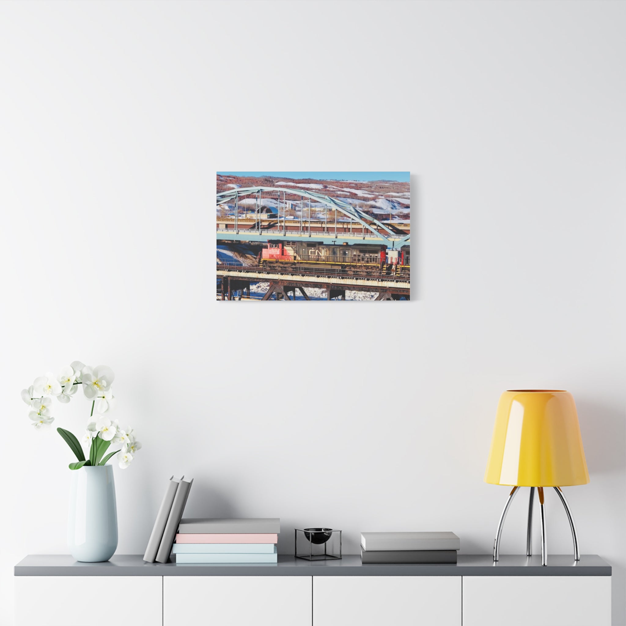 Peace River Alberta - Train Bridge Matte Canvas Print — CN Locomotive Railway Wall Art