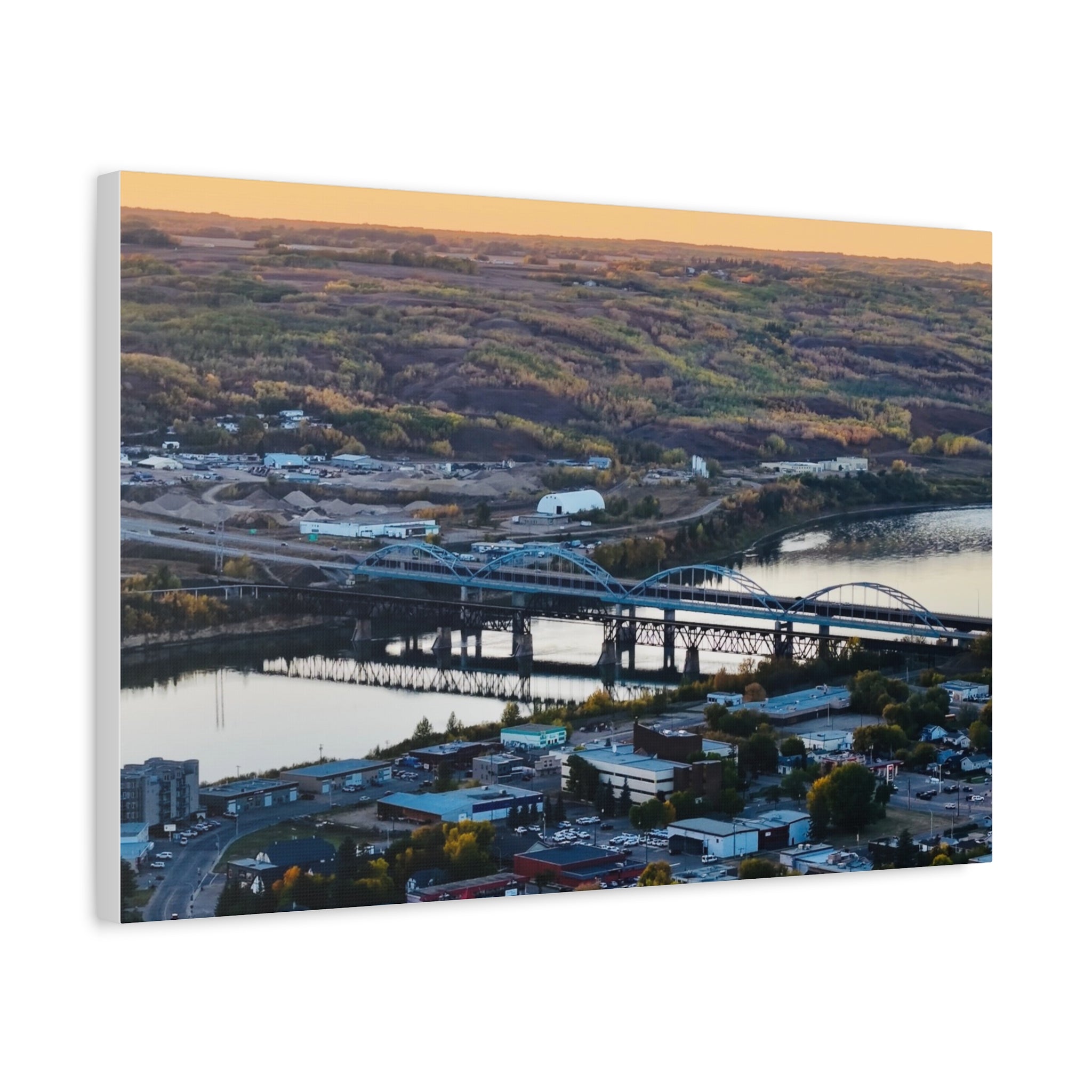 Scenic RTown Of Peace River Matte Canvas Print — Stretched Wall Art