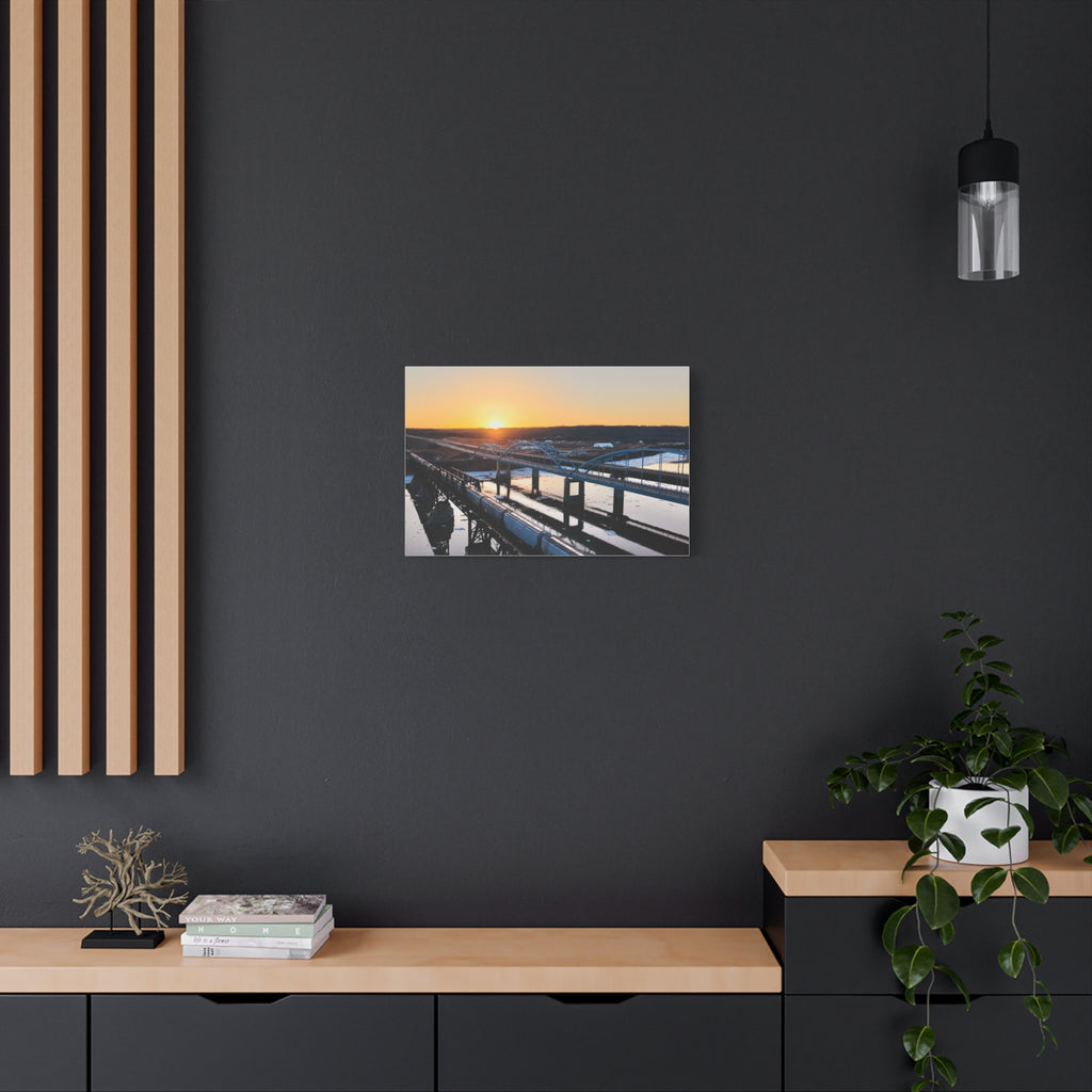 Peace River Bridges Sunrise Matte Canvas Print — Stretched 1.25" Wall Art