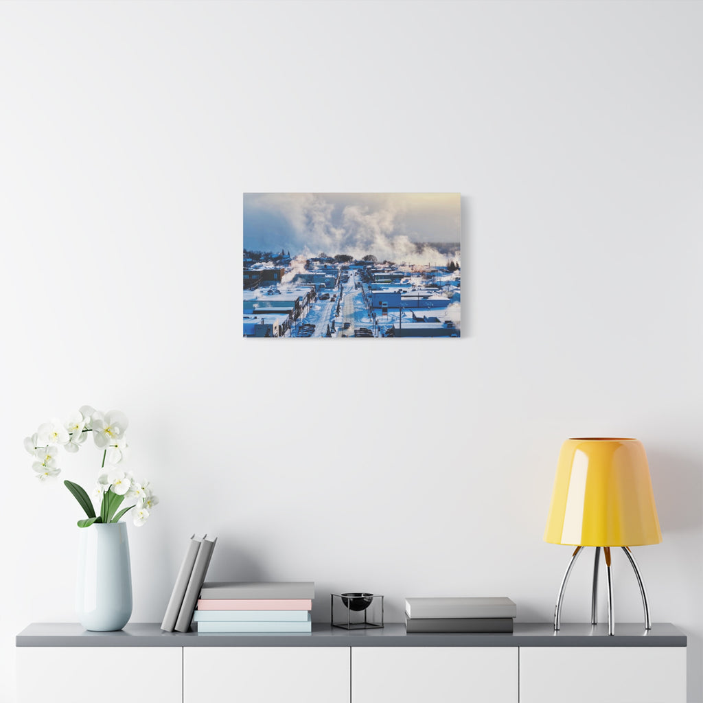 Winter in the town of Peace River Alberta -  Matte Canvas Print — Snowy Main Street Photography