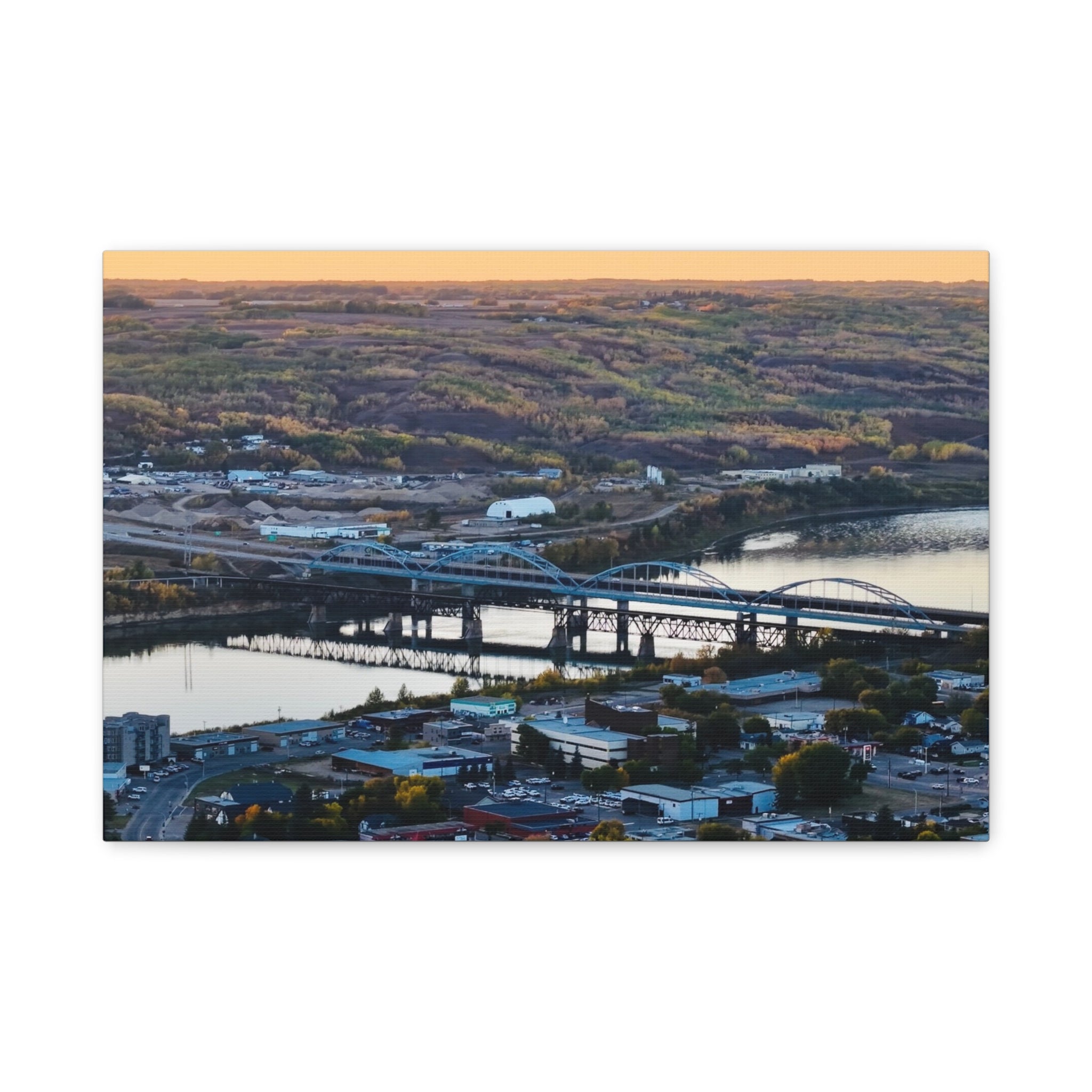 Scenic RTown Of Peace River Matte Canvas Print — Stretched Wall Art