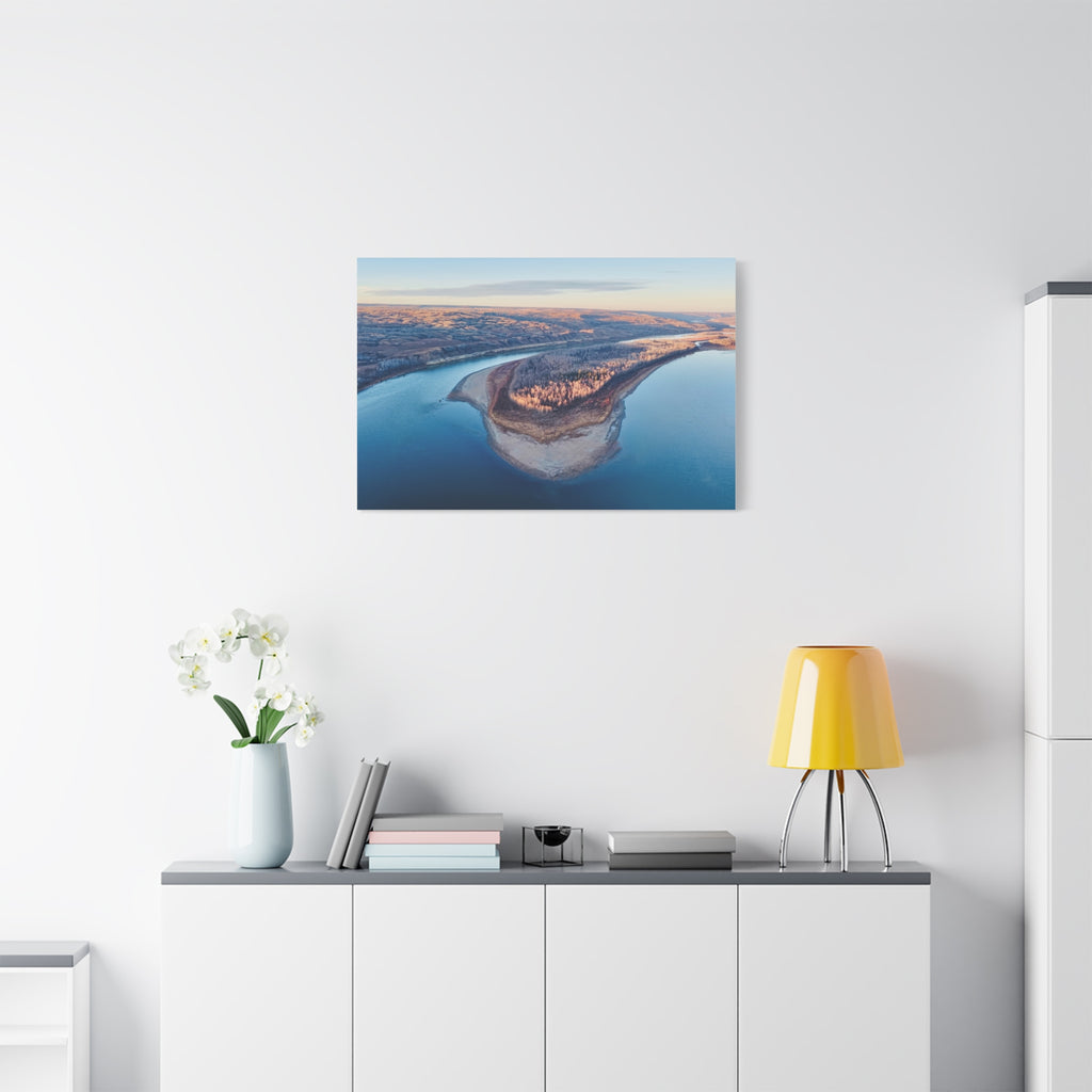 Aerial  Peace River Alberta Bend Matte Canvas Wall Art – Stretched 1.25"