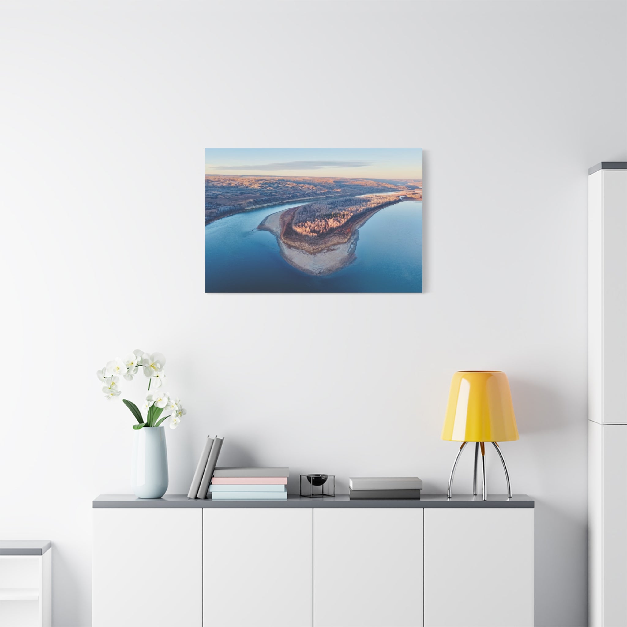 Aerial  Peace River Alberta Bend Matte Canvas Wall Art – Stretched 1.25"