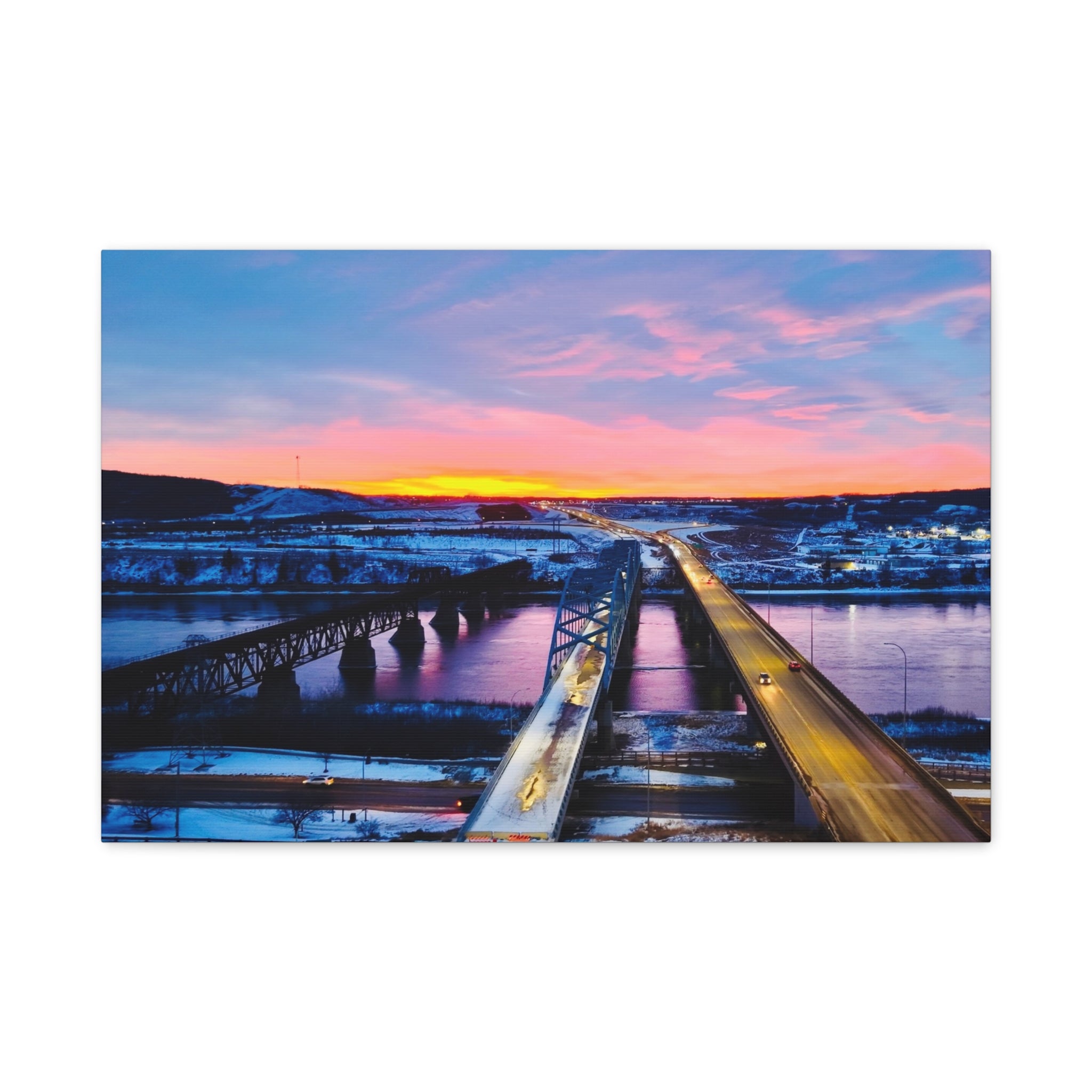 Peace River Sunset Bridge Matte Canvas Wall Art — Stretched 1.25" Landscape Print