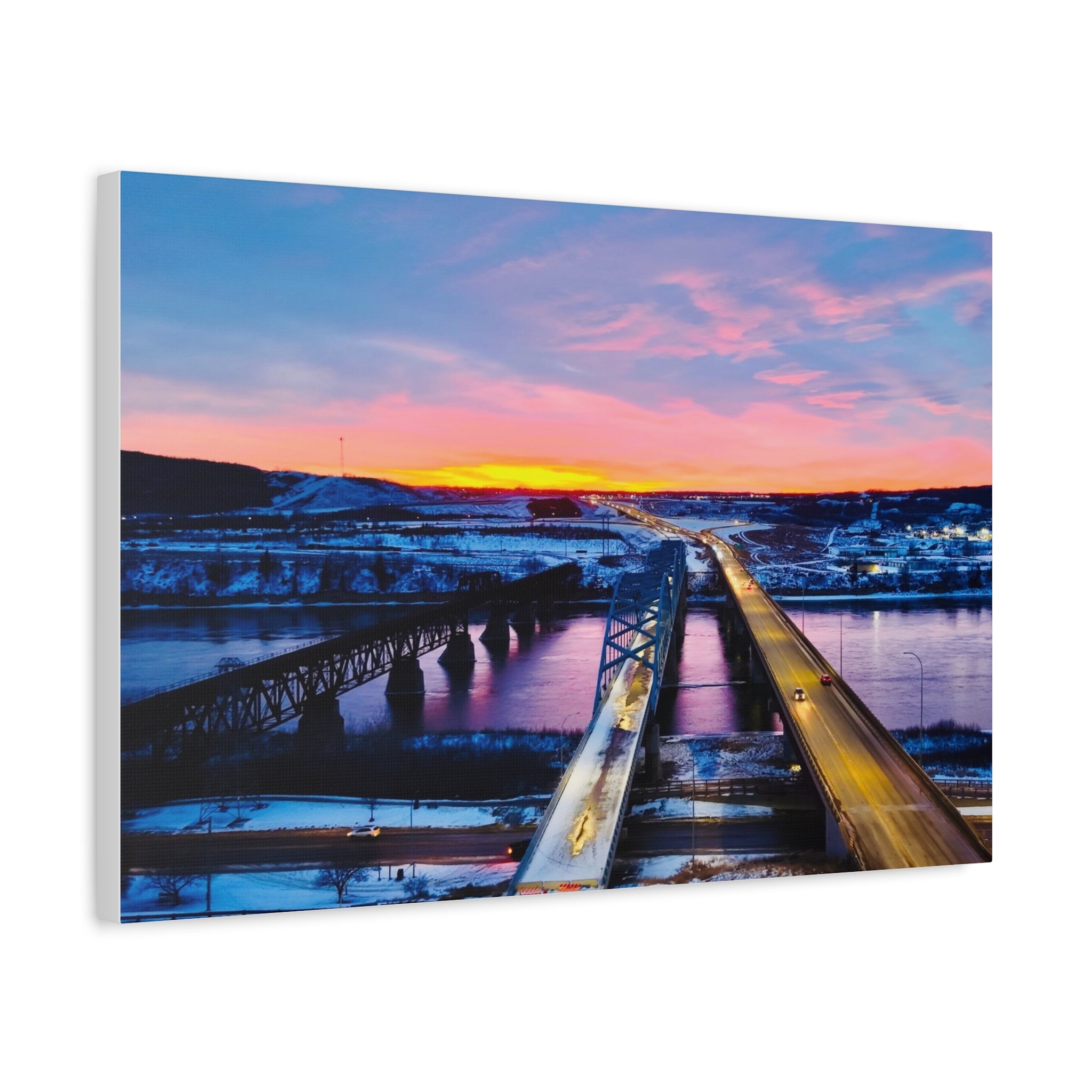 Peace River Sunset Bridge Matte Canvas Wall Art — Stretched 1.25" Landscape Print