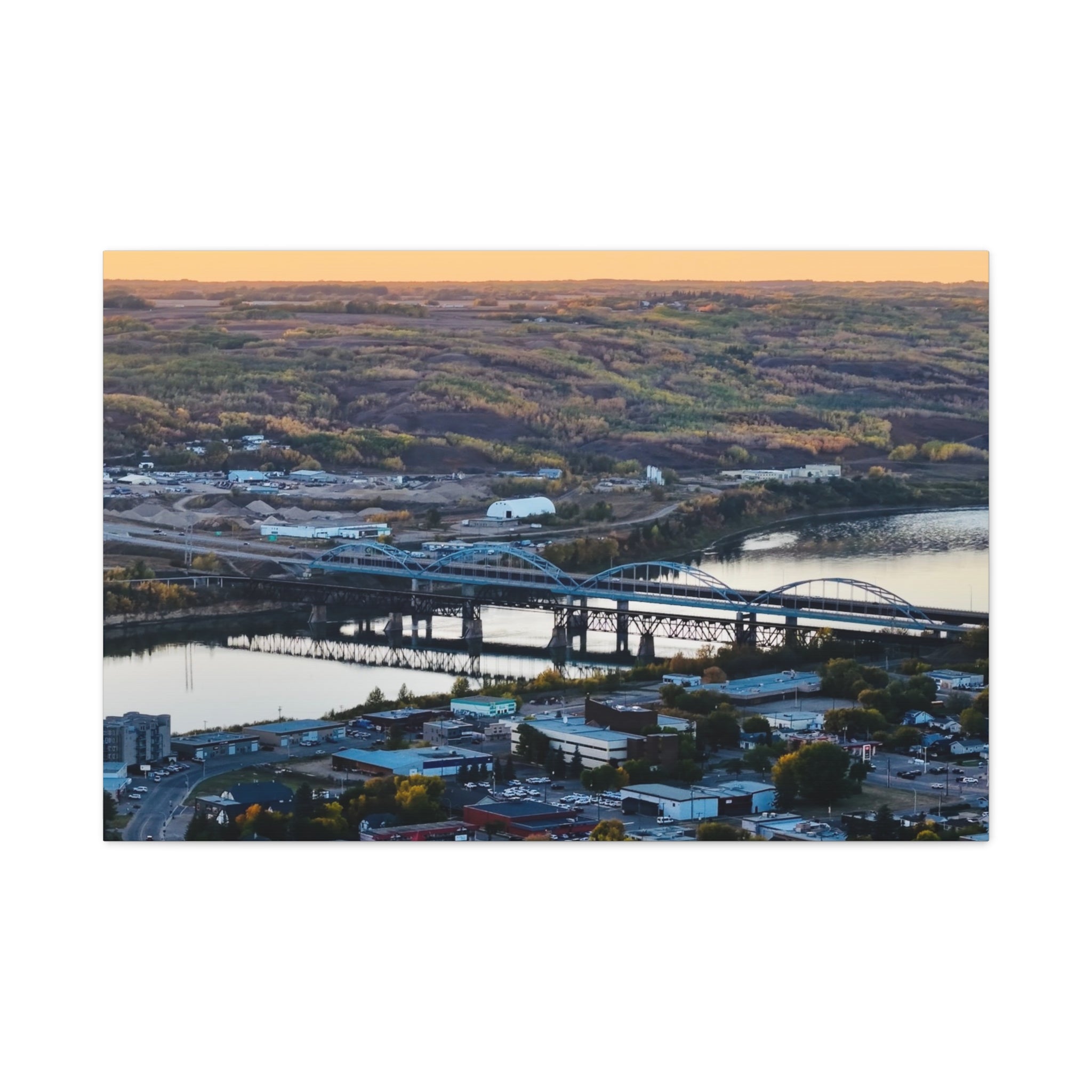 Scenic RTown Of Peace River Matte Canvas Print — Stretched Wall Art