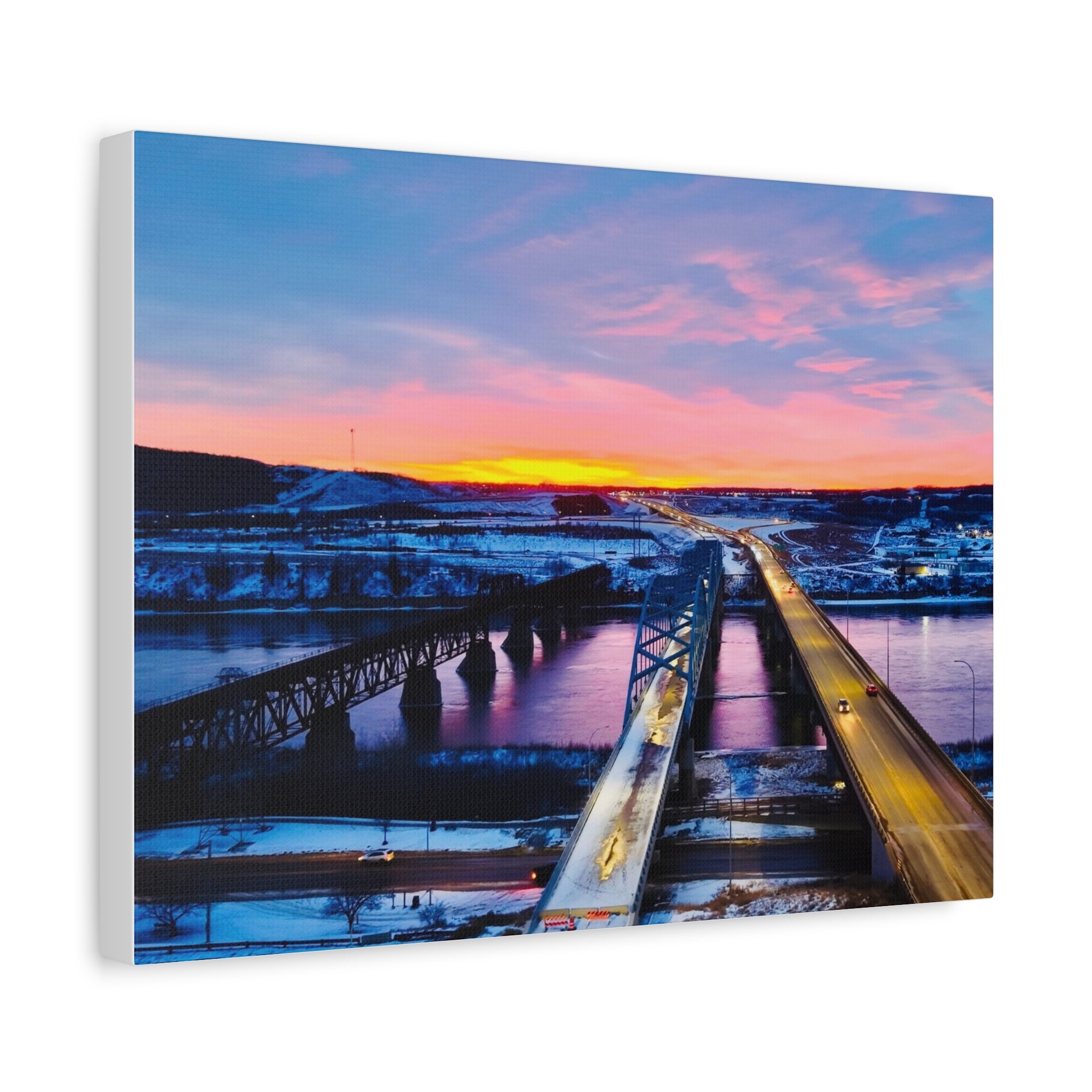 Peace River Sunset Bridge Matte Canvas Wall Art — Stretched 1.25" Landscape Print