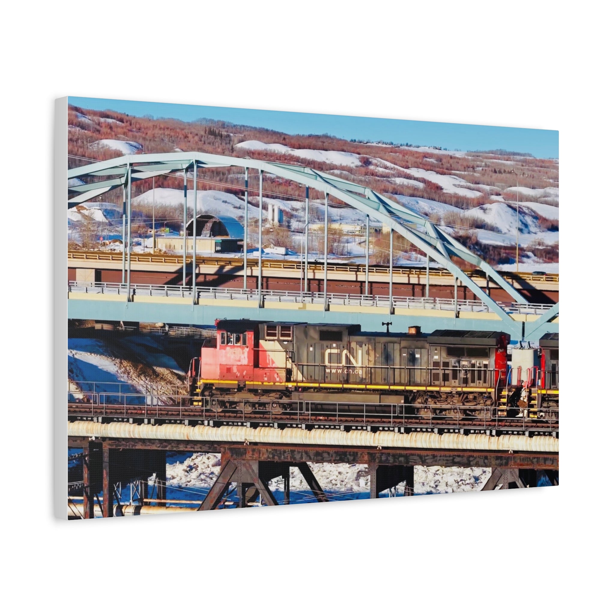 Peace River Alberta - Train Bridge Matte Canvas Print — CN Locomotive Railway Wall Art