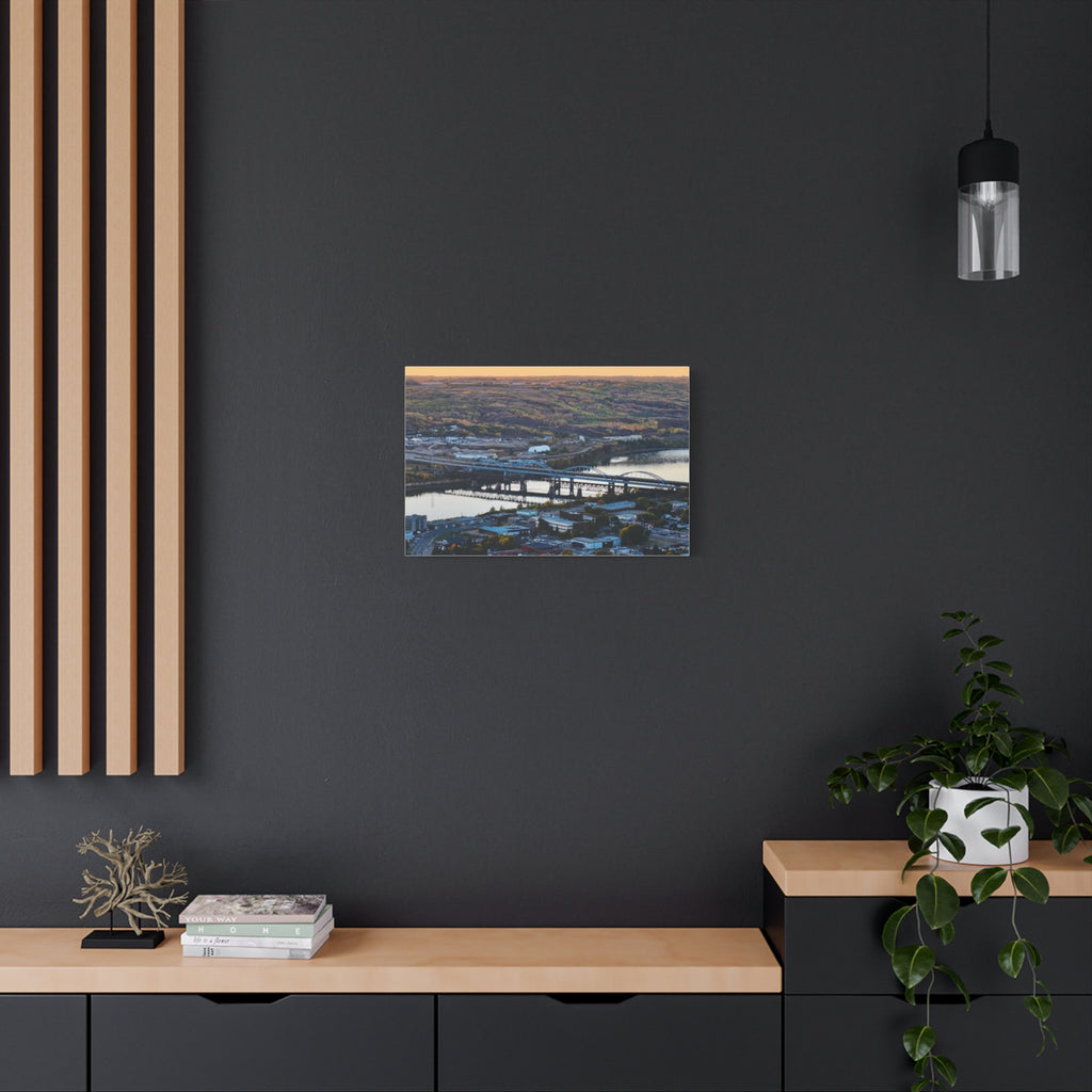 Scenic RTown Of Peace River Matte Canvas Print — Stretched Wall Art
