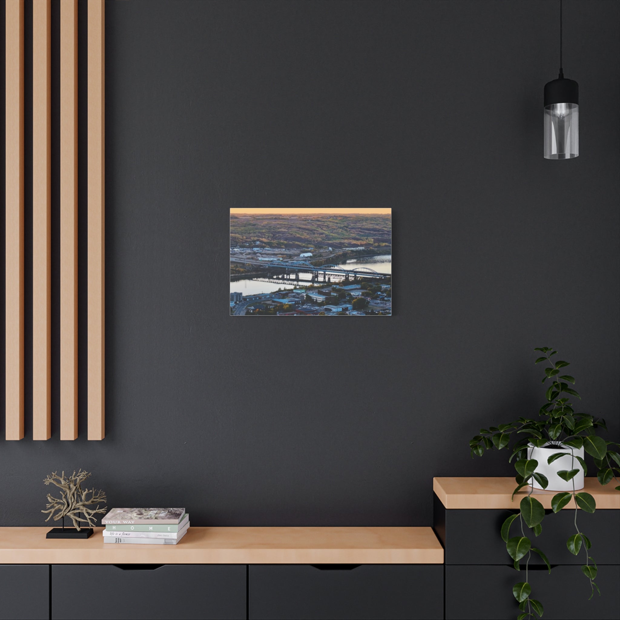 Scenic RTown Of Peace River Matte Canvas Print — Stretched Wall Art