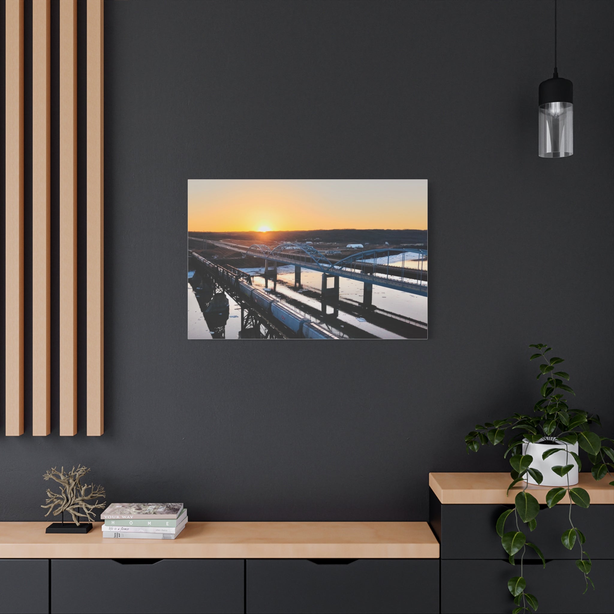Peace River Bridges Sunrise Matte Canvas Print — Stretched 1.25" Wall Art