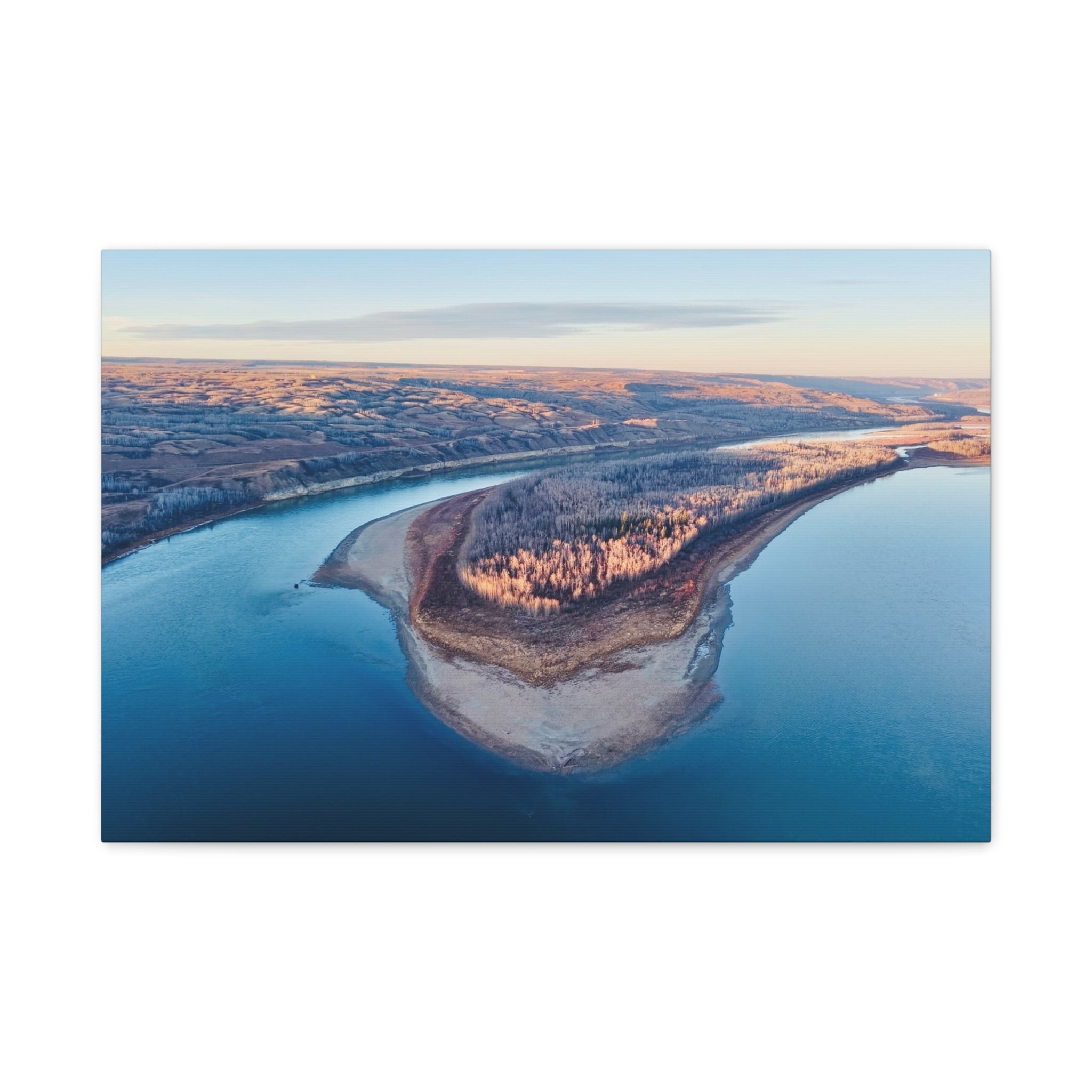 Aerial  Peace River Alberta Bend Matte Canvas Wall Art – Stretched 1.25"